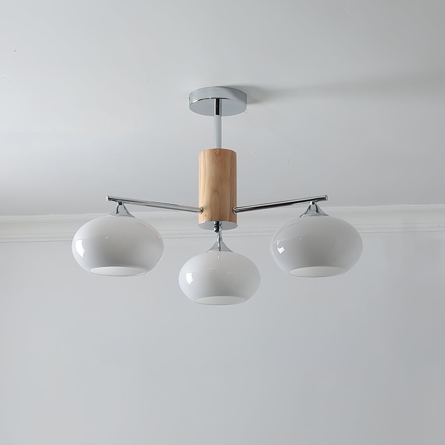 Srra Chandelier Persimmon Glass Mid-Century 8-Light