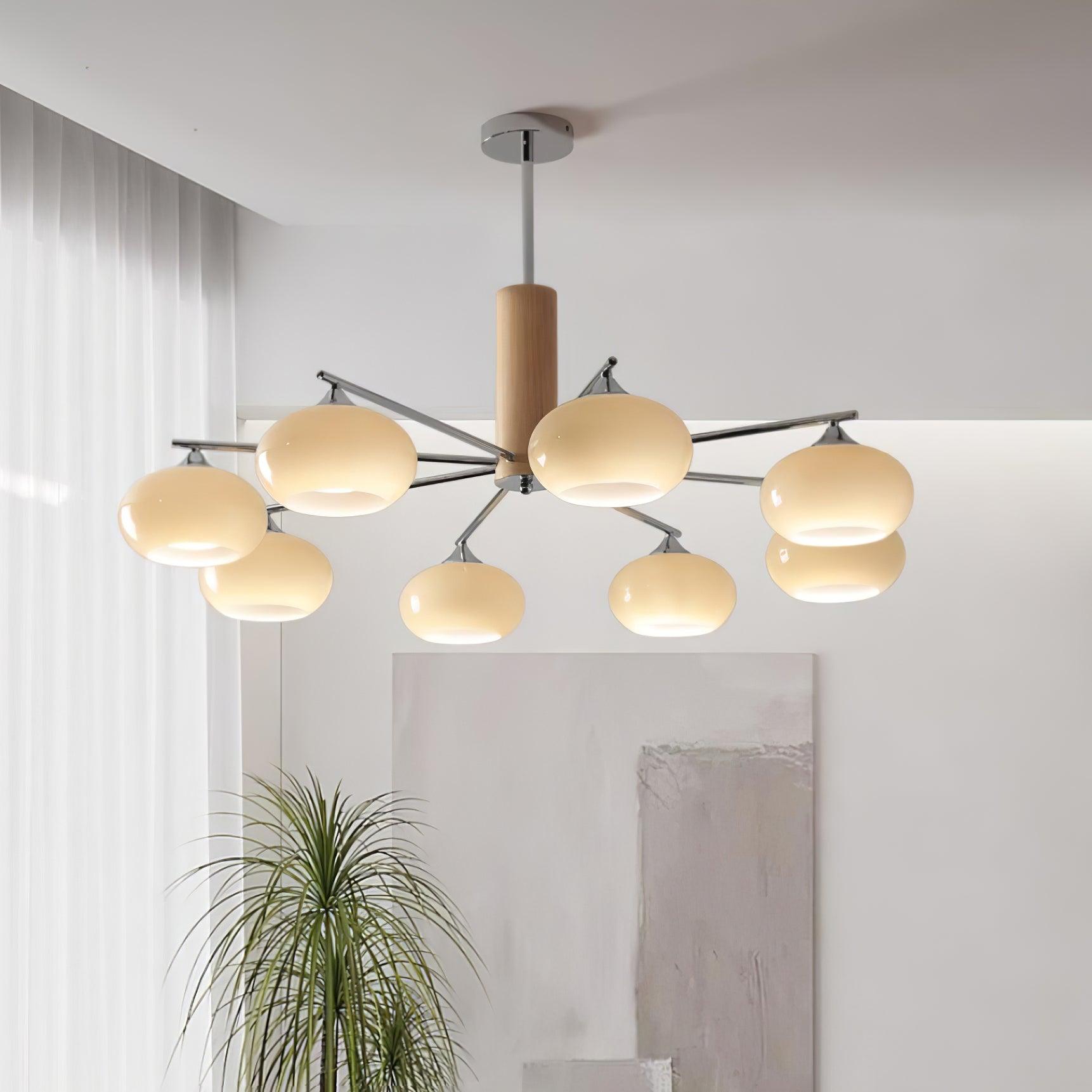 Srra Chandelier Persimmon Glass Mid-Century 8-Light