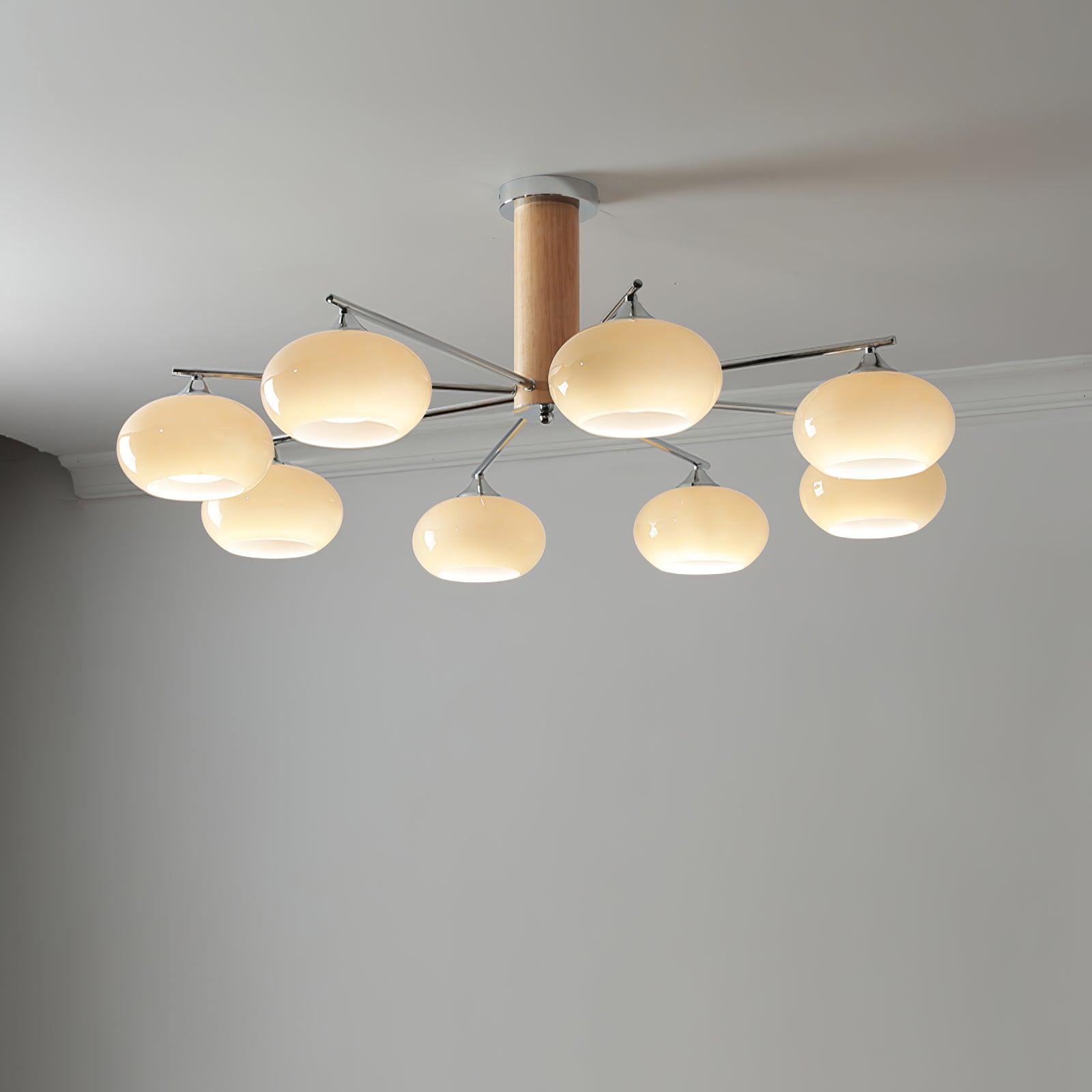 Srra Chandelier Persimmon Glass Mid-Century 8-Light