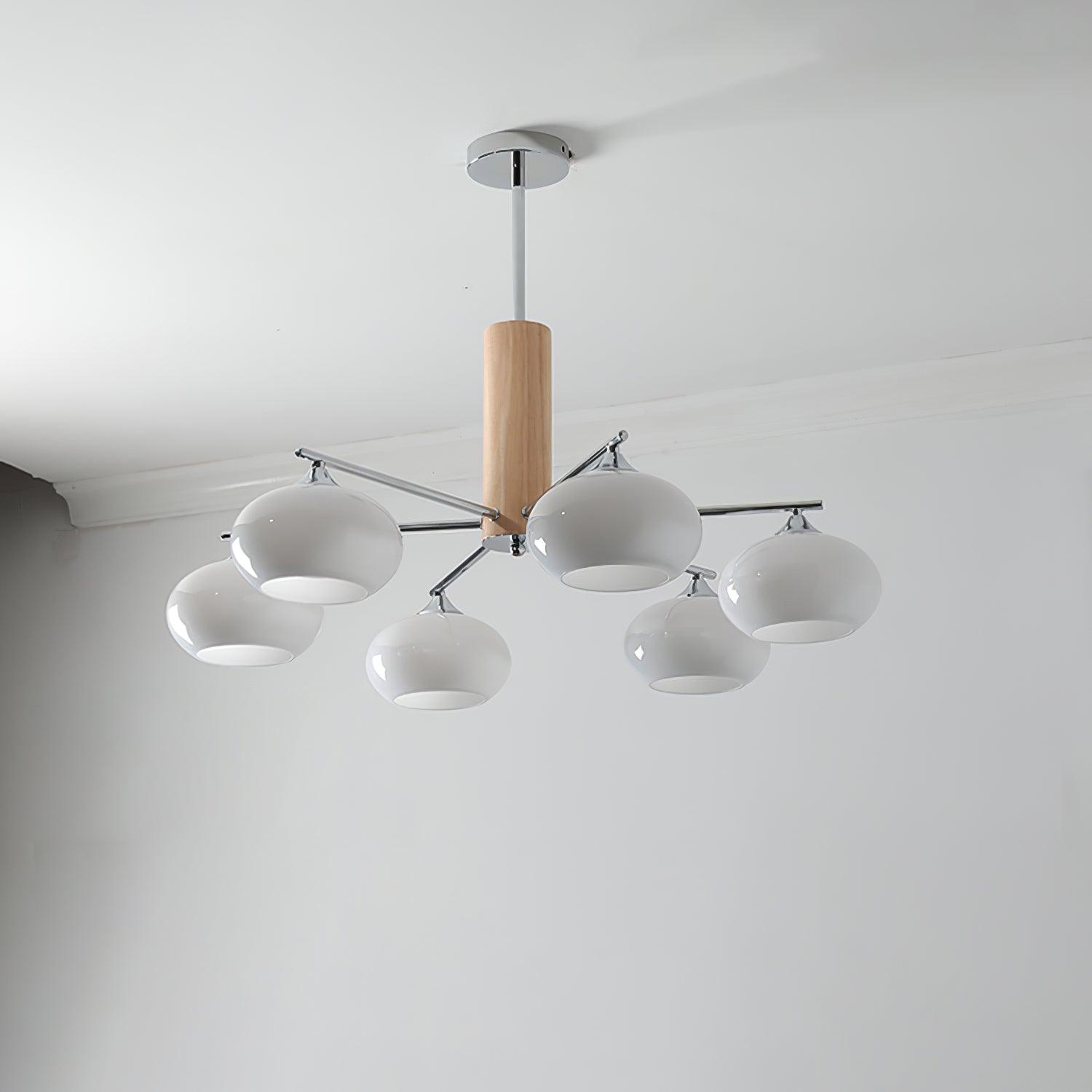 Srra Chandelier Persimmon Glass Mid-Century 8-Light
