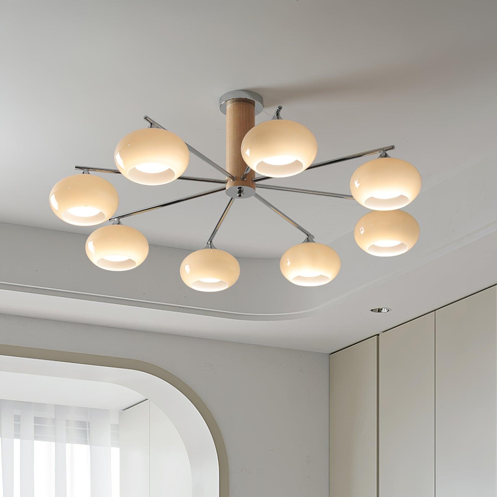 Srra Chandelier Persimmon Glass Mid-Century 8-Light