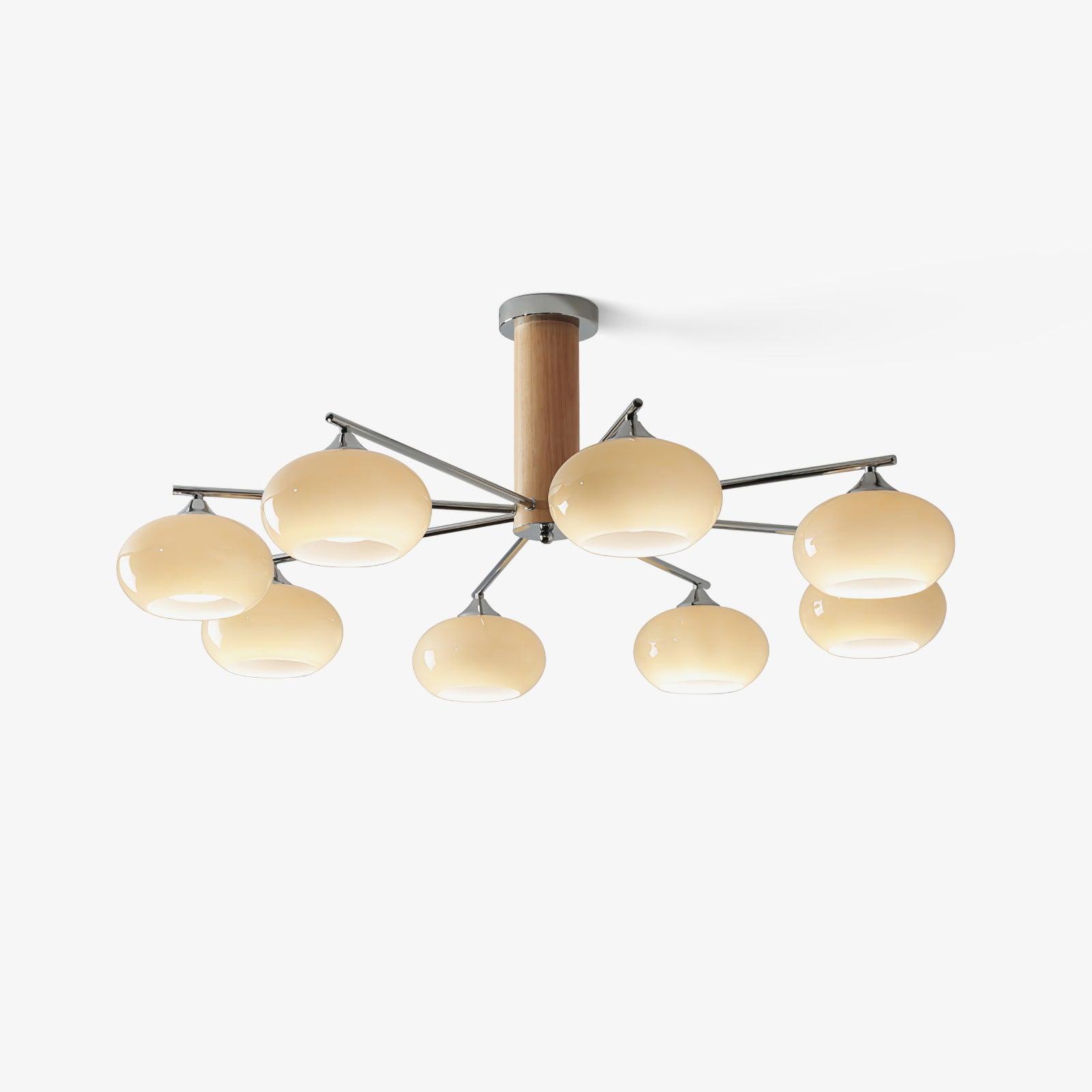 Srra Chandelier Persimmon Glass Mid-Century 8-Light