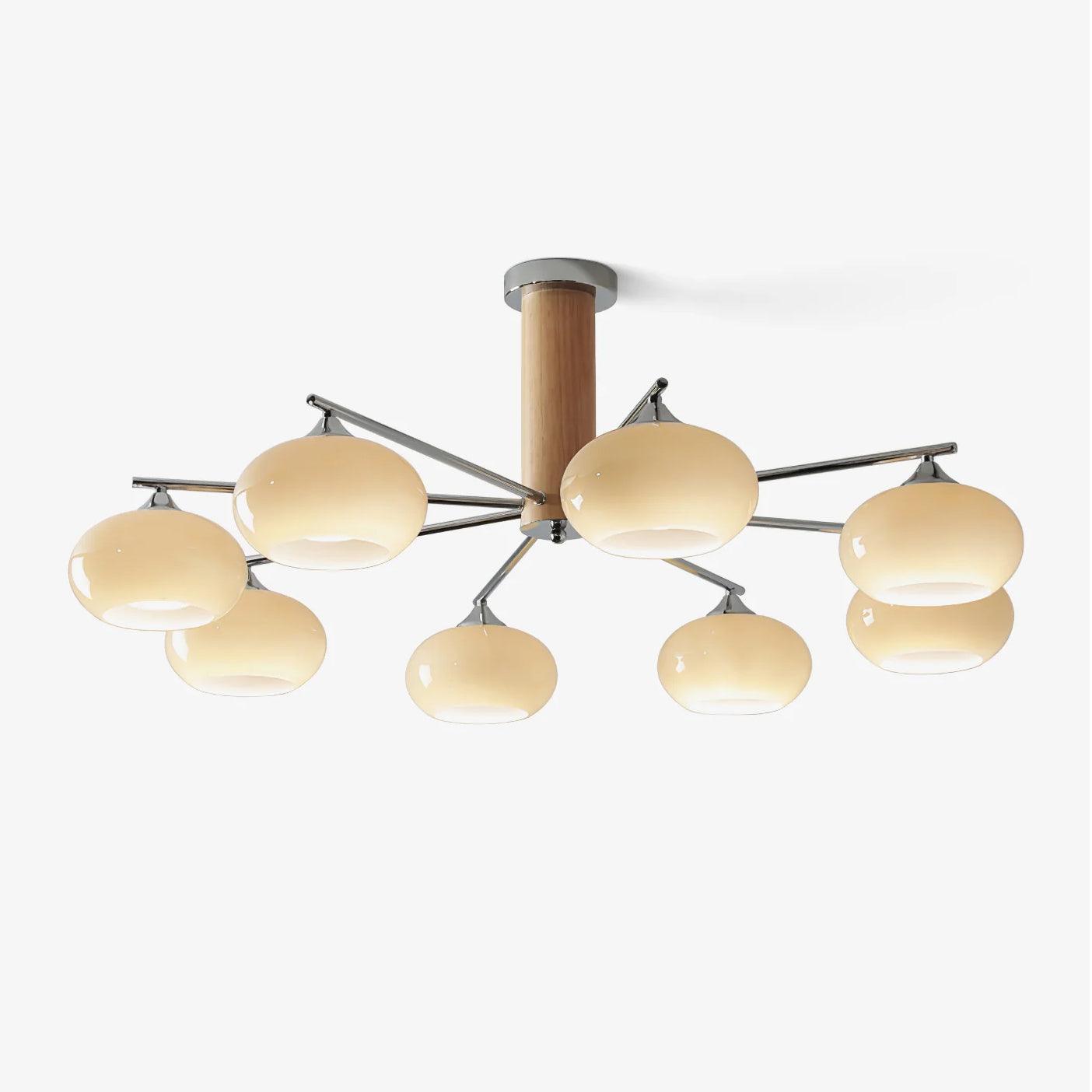 Srra Chandelier Persimmon Glass Mid-Century 8-Light