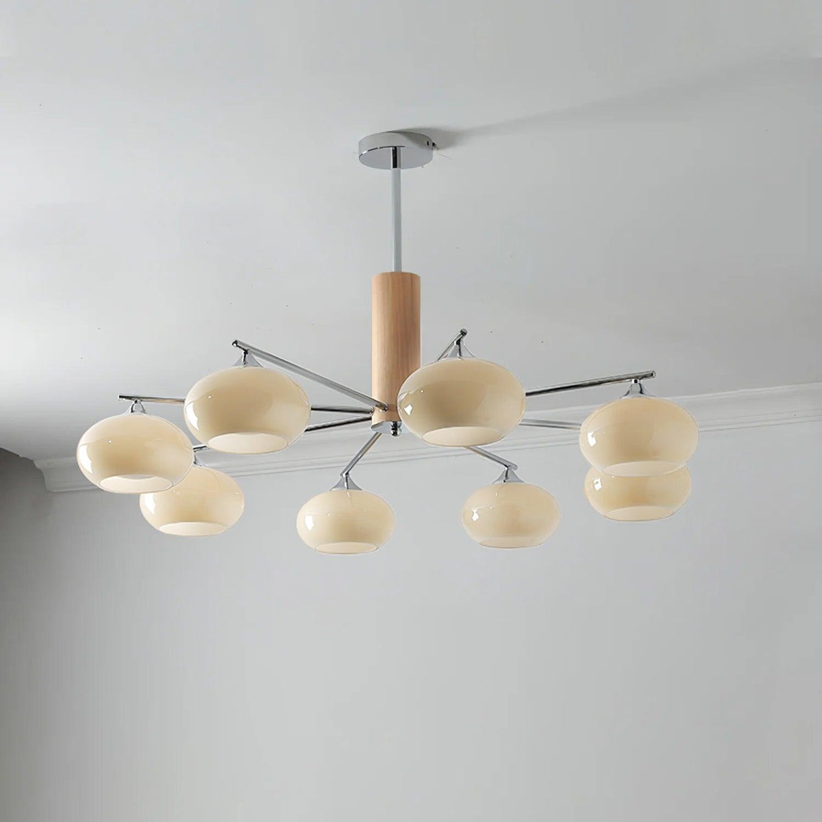 Srra Chandelier Persimmon Glass Mid-Century 8-Light