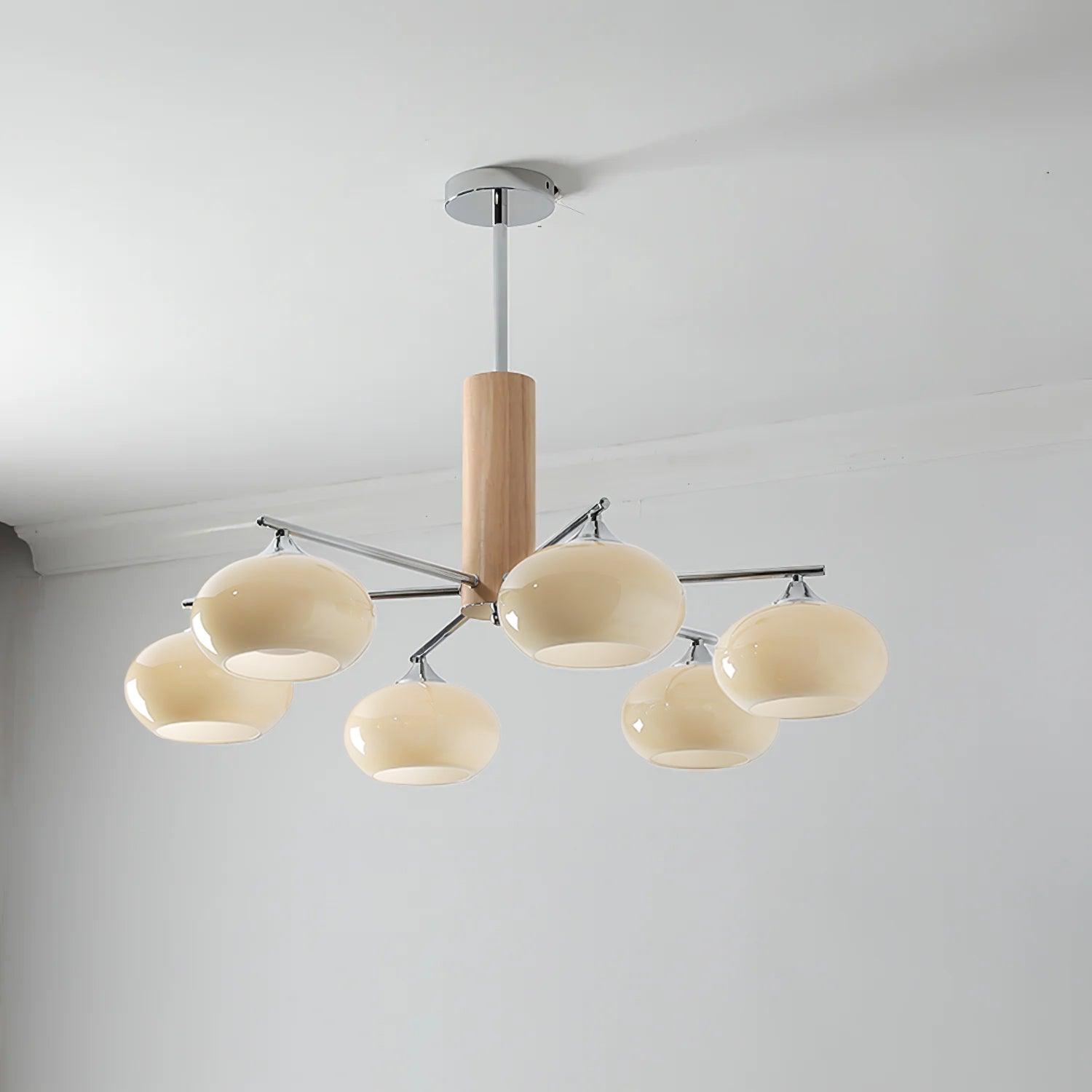 Srra Chandelier Persimmon Glass Mid-Century 8-Light