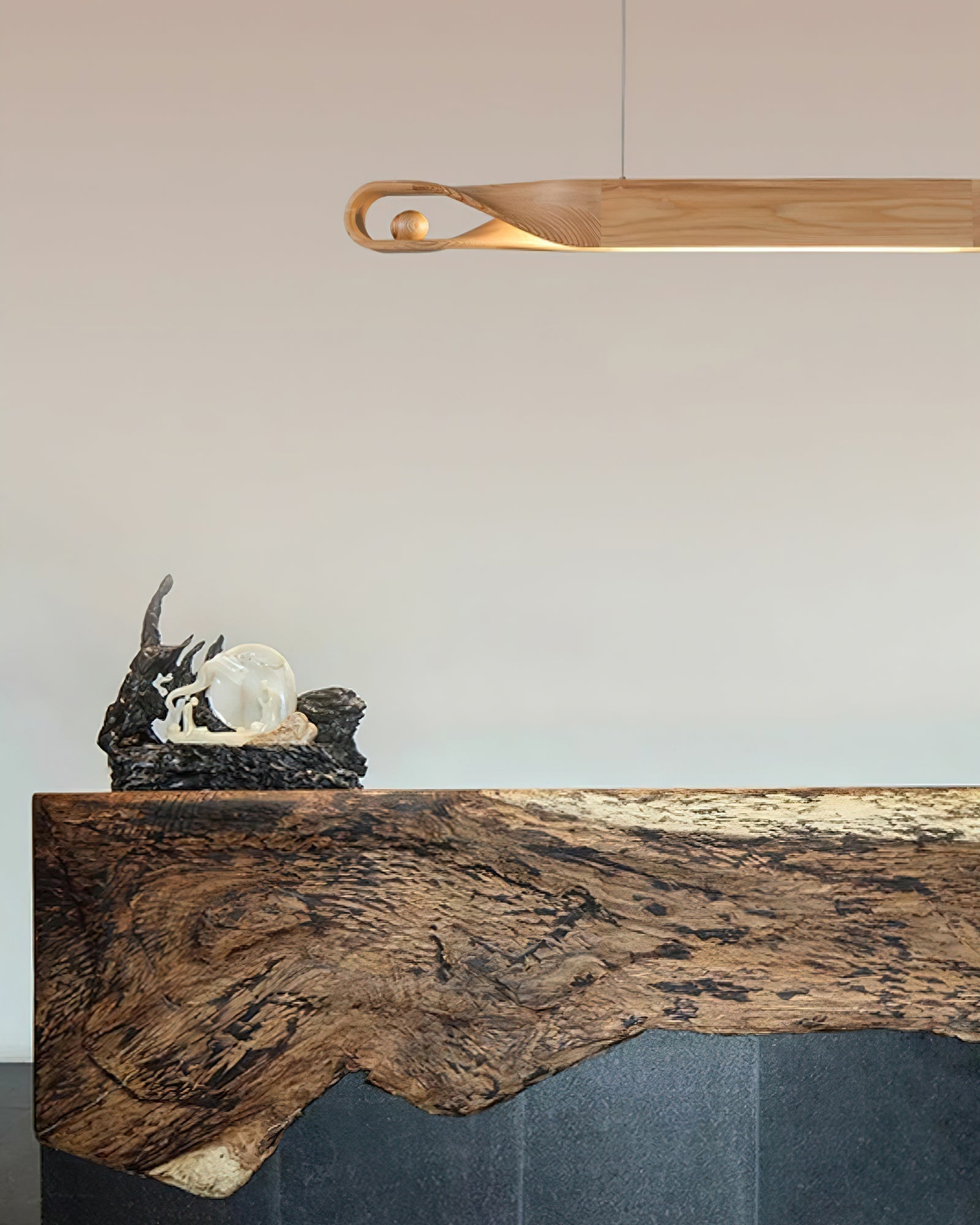 Lemior Pendant Lamp Wood Curved Minimalist