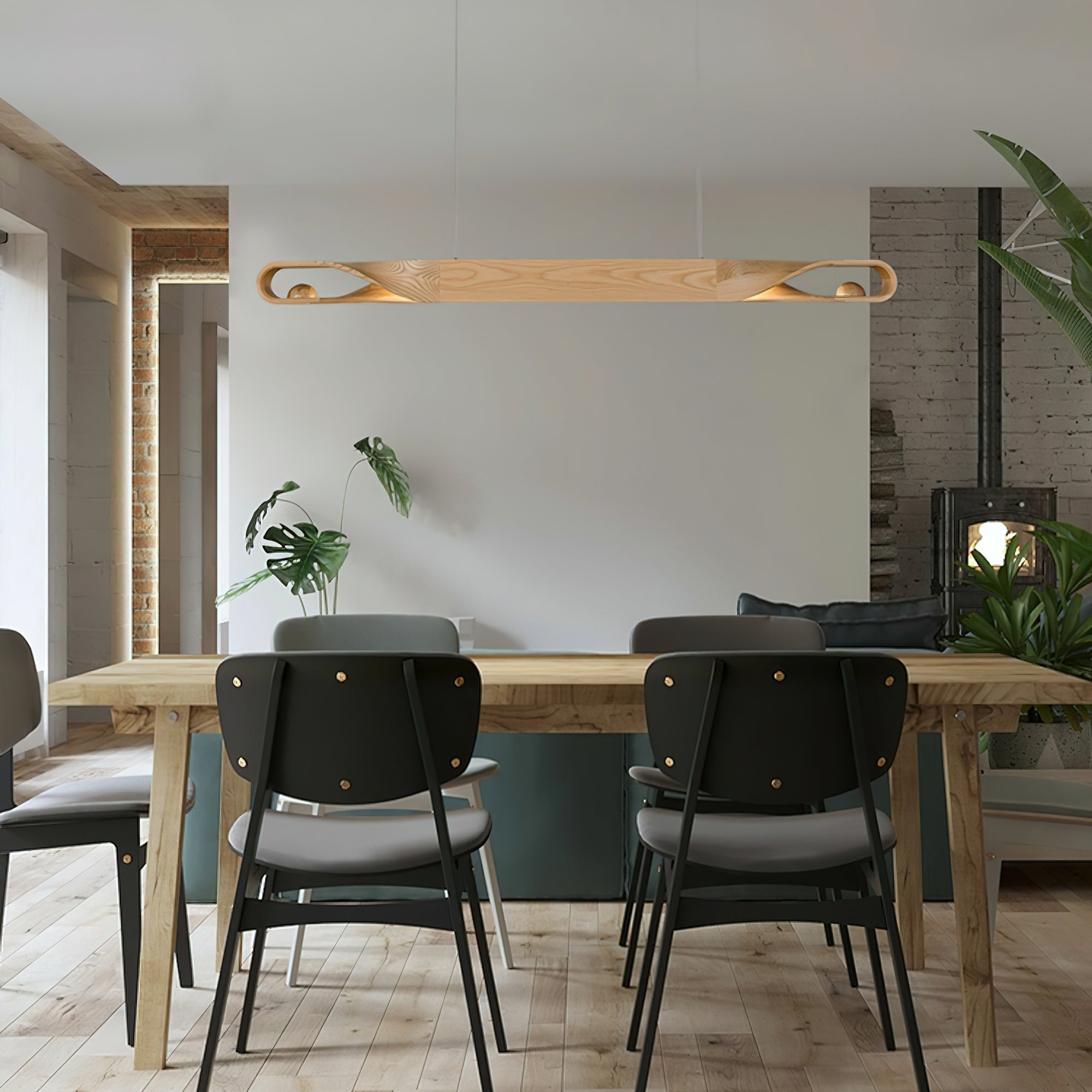 Lemior Pendant Lamp Wood Curved Minimalist