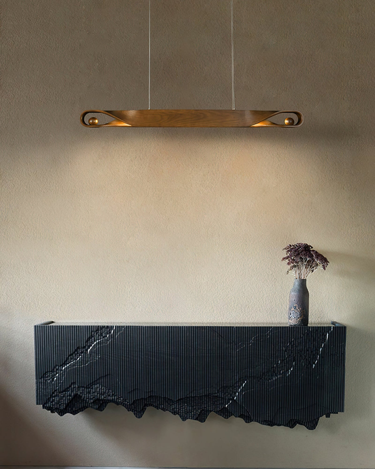 Lemior Pendant Lamp Wood Curved Minimalist