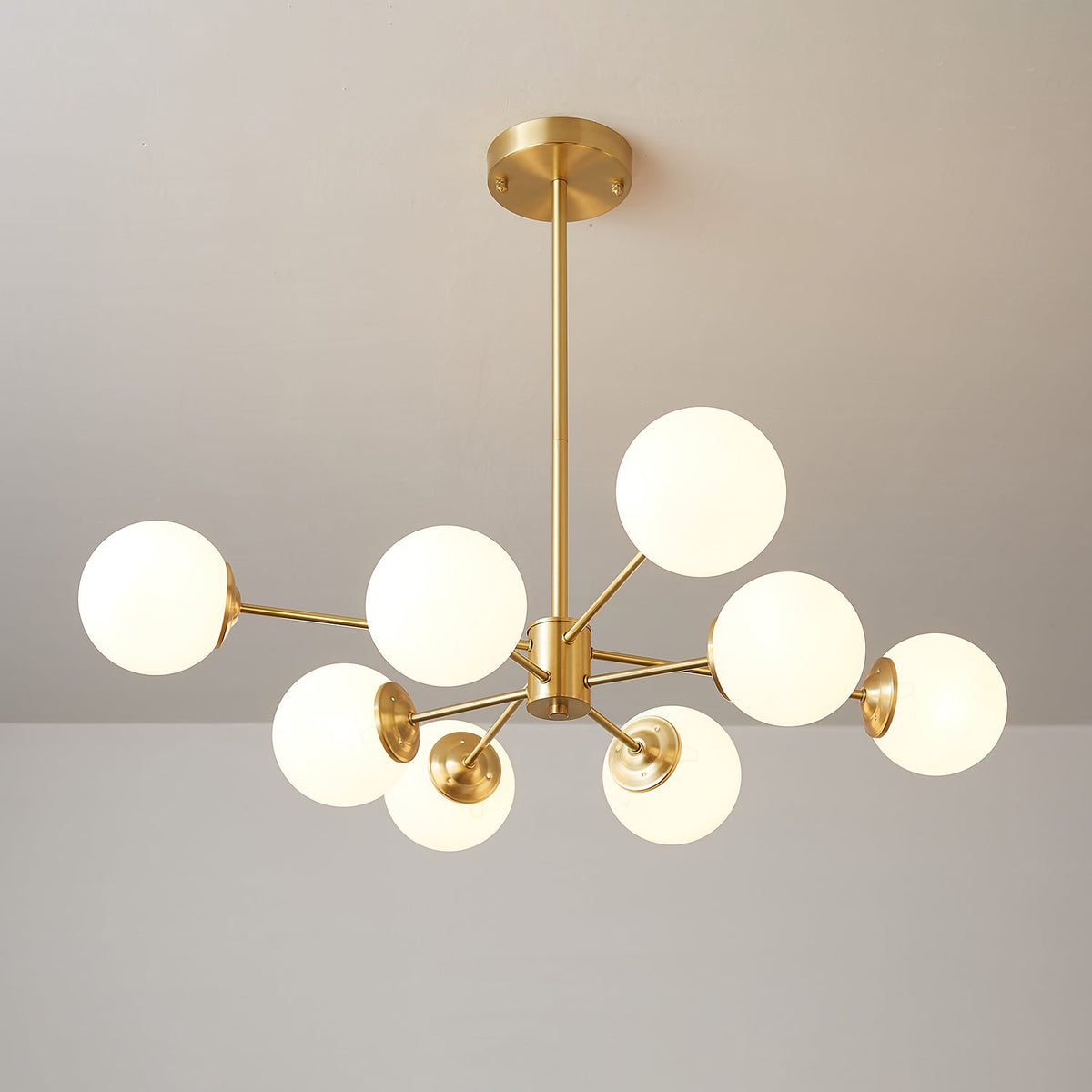 Velirora Chandelier Elysium Brass Frosted Glass Orbs
