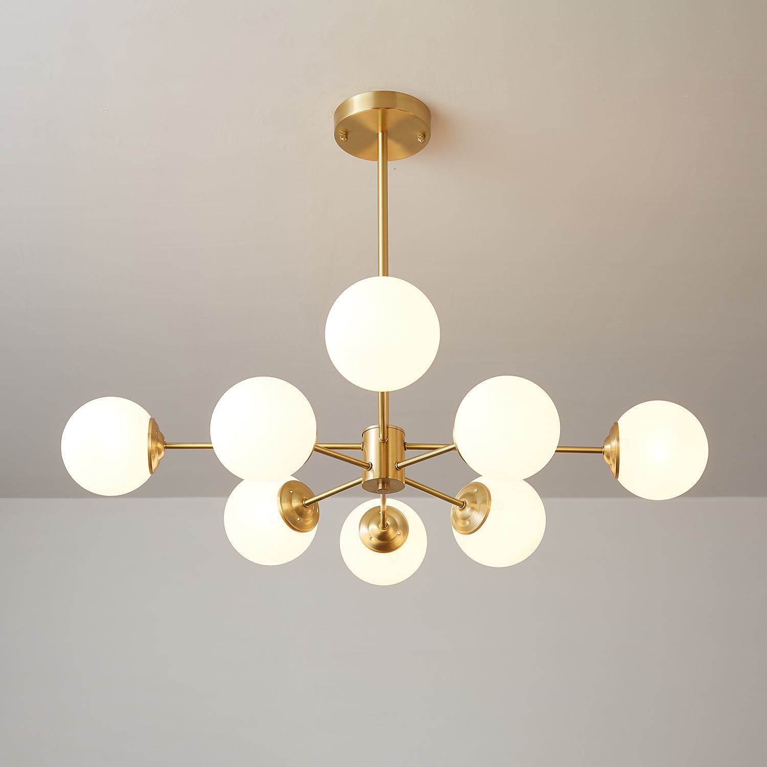 Velirora Chandelier Elysium Brass Frosted Glass Orbs