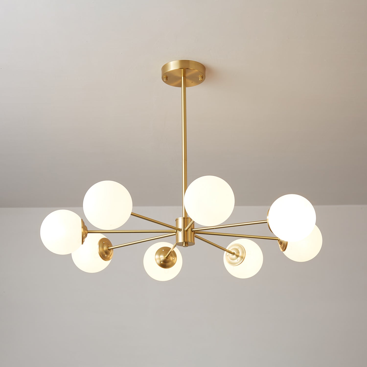Velirora Chandelier Elysium Brass Frosted Glass Orbs