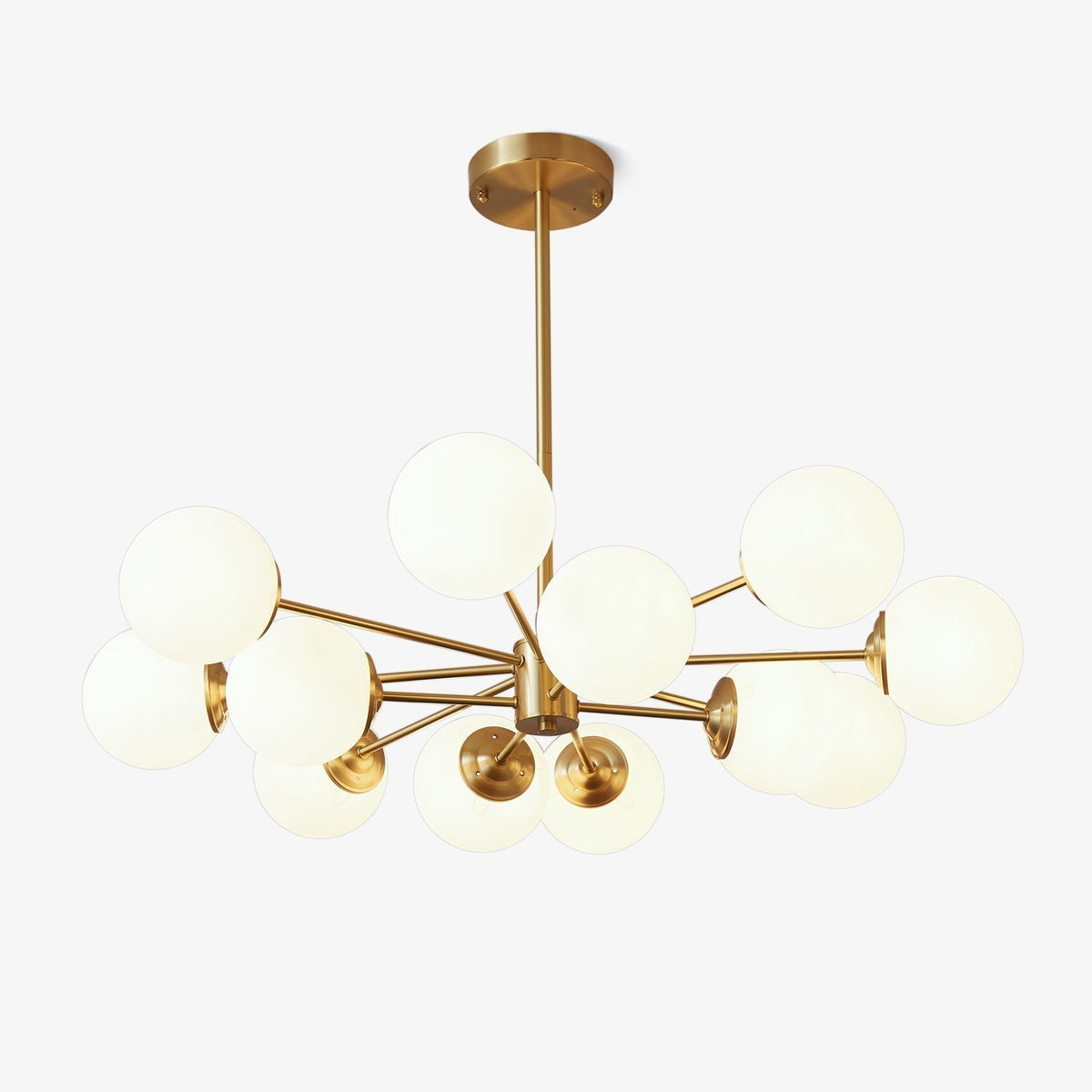 Velirora Chandelier Elysium Brass Frosted Glass Orbs