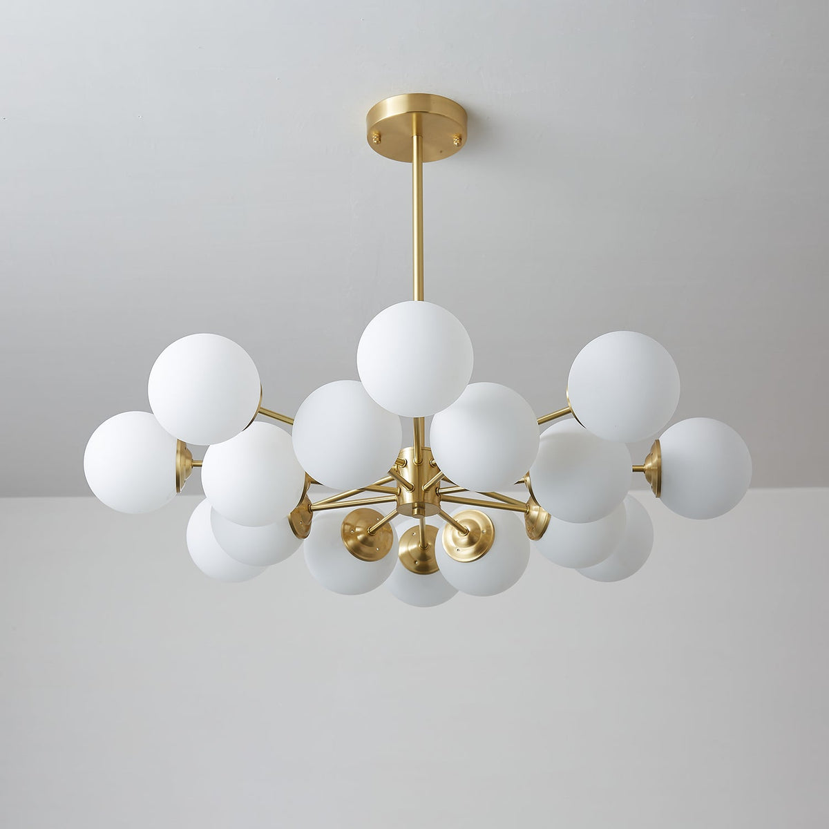 Velirora Chandelier Elysium Brass Frosted Glass Orbs
