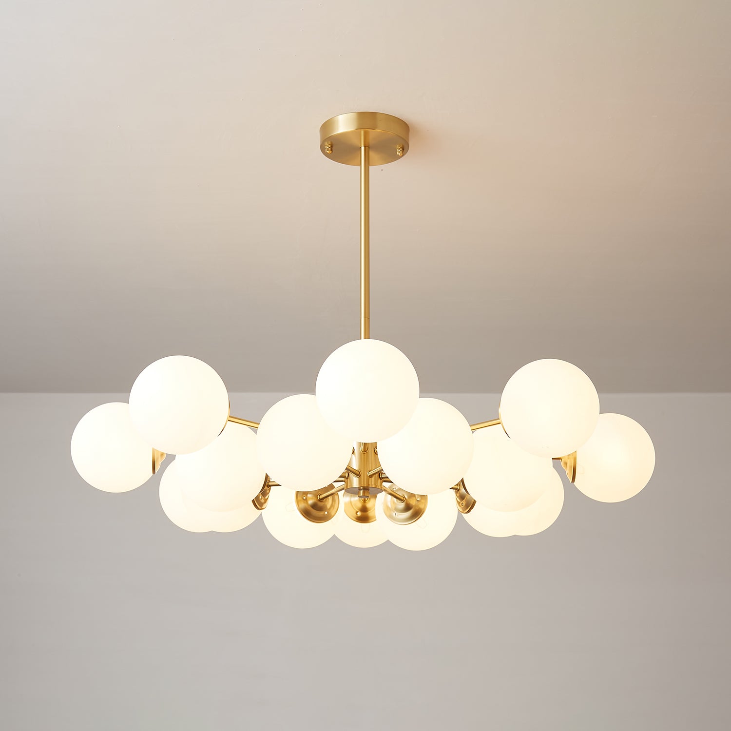 Velirora Chandelier Elysium Brass Frosted Glass Orbs