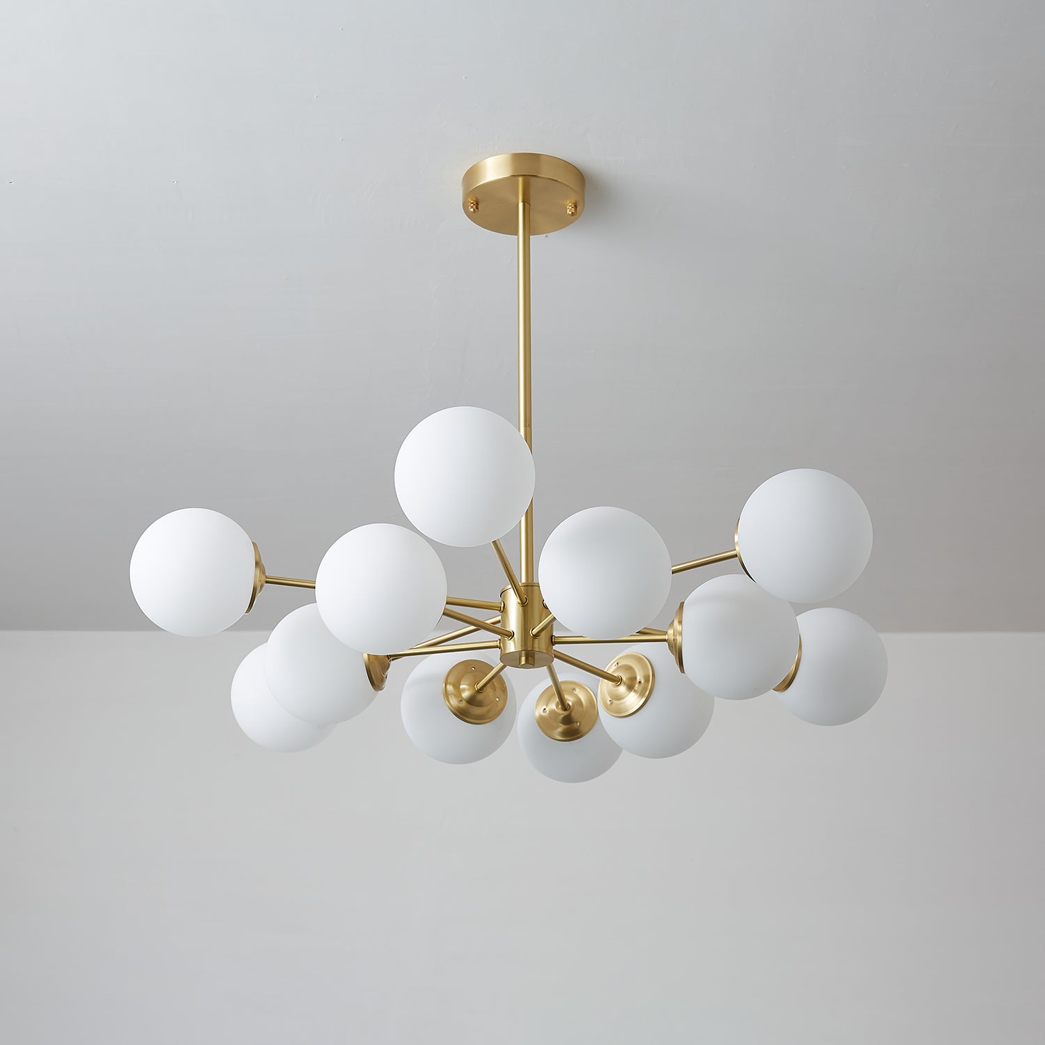 Velirora Chandelier Elysium Brass Frosted Glass Orbs