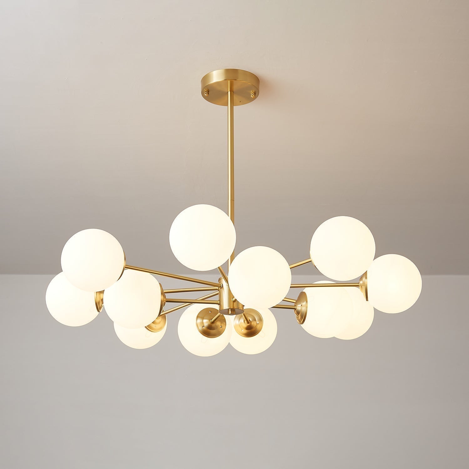 Velirora Chandelier Elysium Brass Frosted Glass Orbs