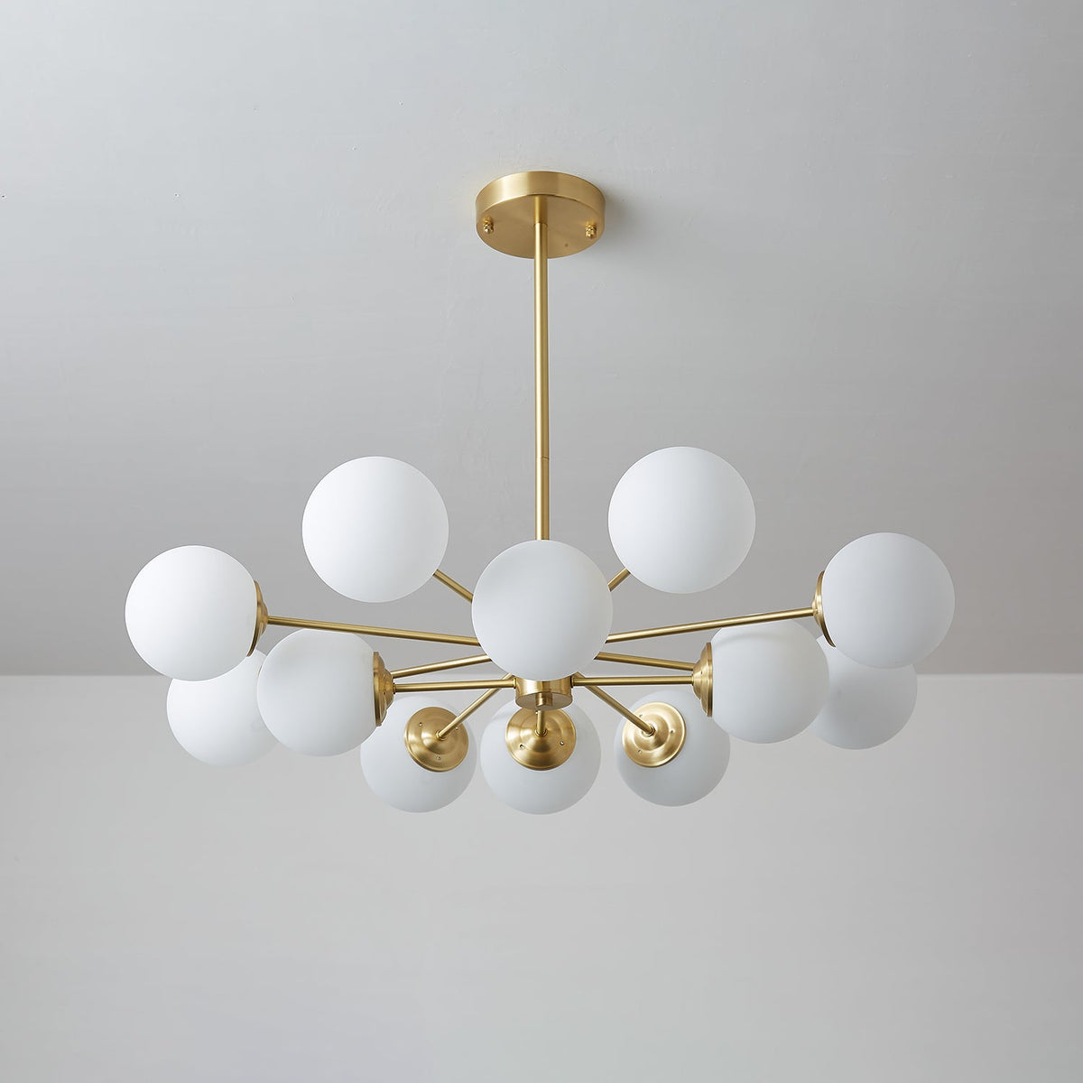 Velirora Chandelier Elysium Brass Frosted Glass Orbs