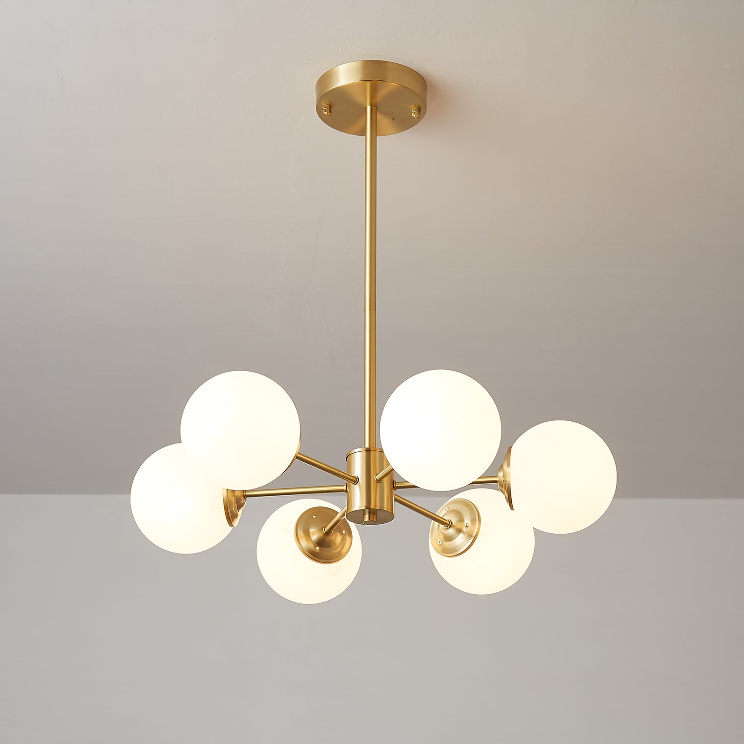 Velirora Chandelier Elysium Brass Frosted Glass Orbs