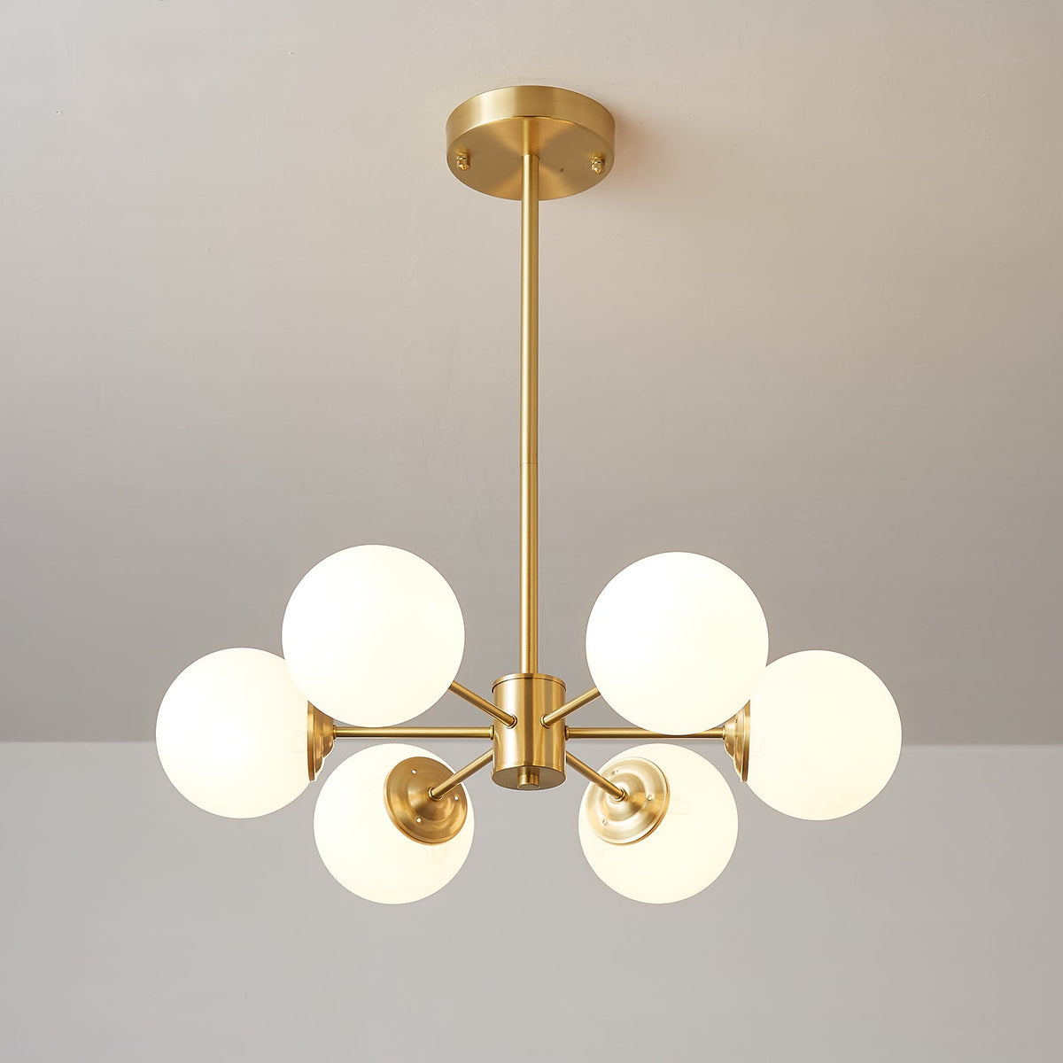 Velirora Chandelier Elysium Brass Frosted Glass Orbs