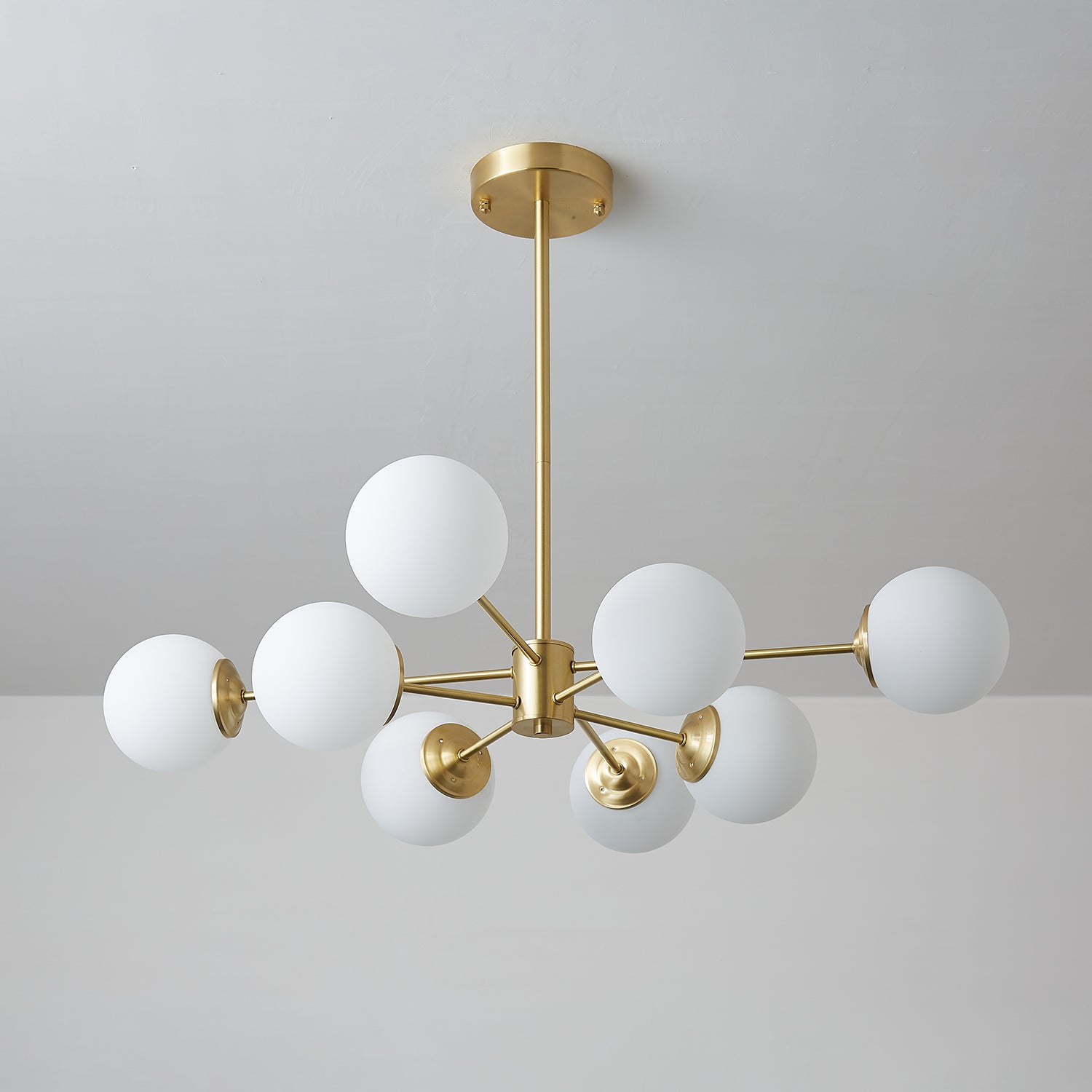 Velirora Chandelier Elysium Brass Frosted Glass Orbs