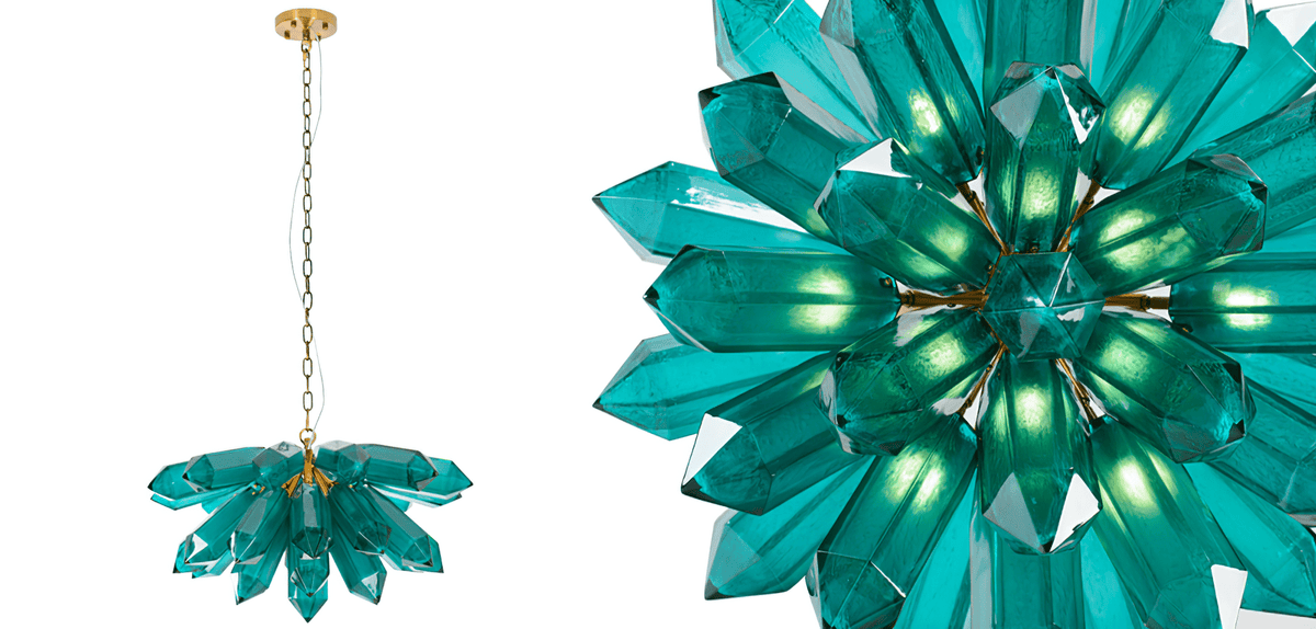 Luxalira Chandelier Emerald Crystal Starburst Gold