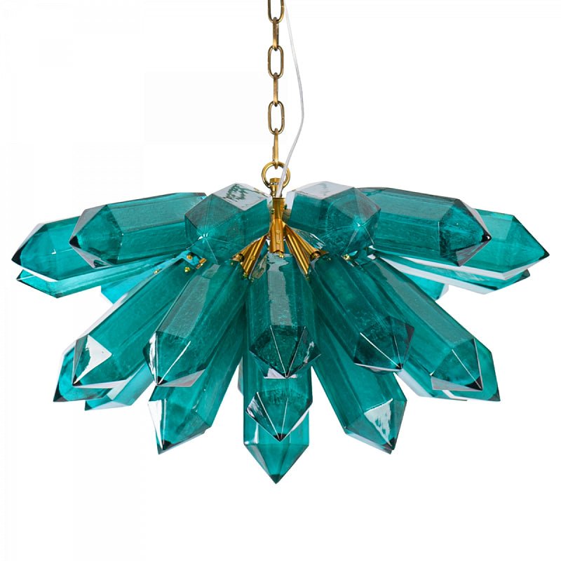 Luxalira Chandelier Emerald Crystal Starburst Gold