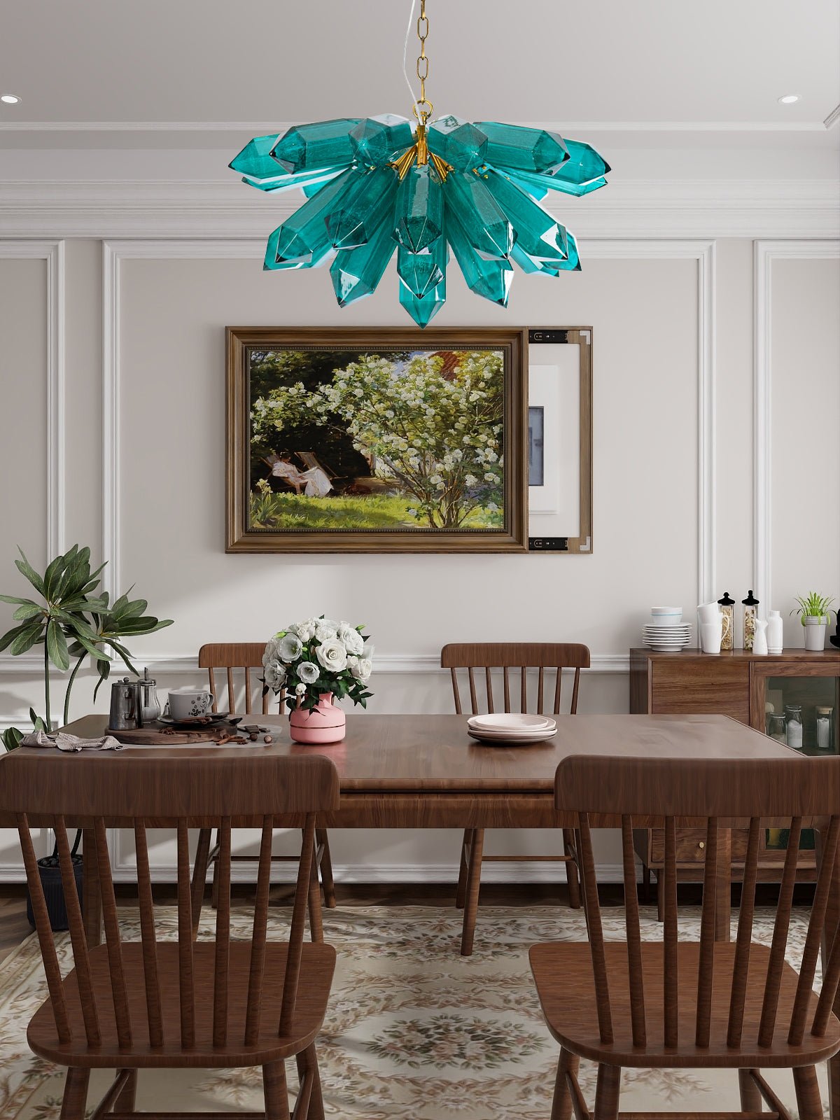 Luxalira Chandelier Emerald Crystal Starburst Gold