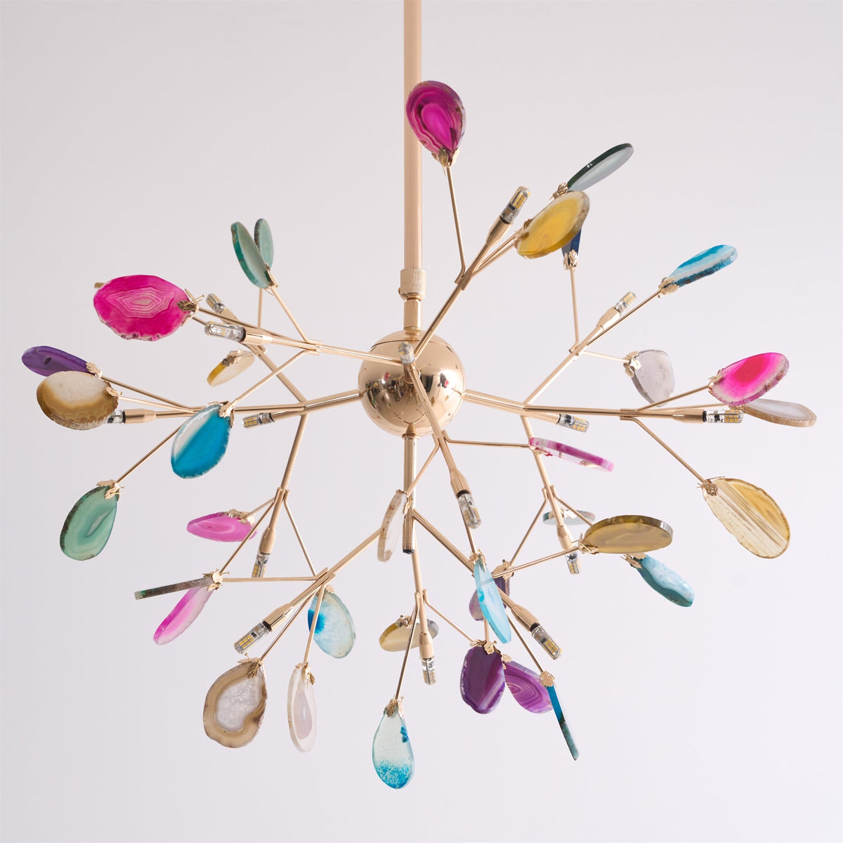 Ulenor Chandelier Colorful Leaf Gilded Arms