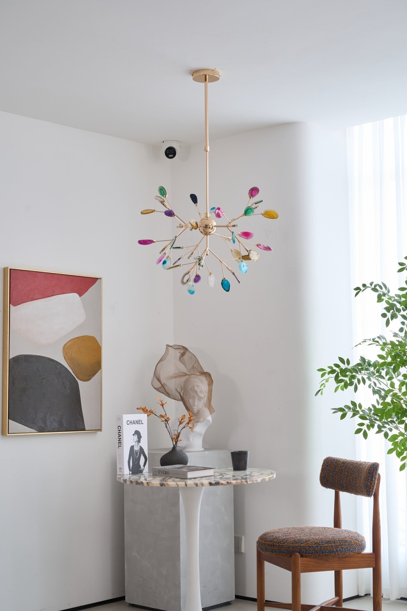 Ulenor Chandelier Colorful Leaf Gilded Arms