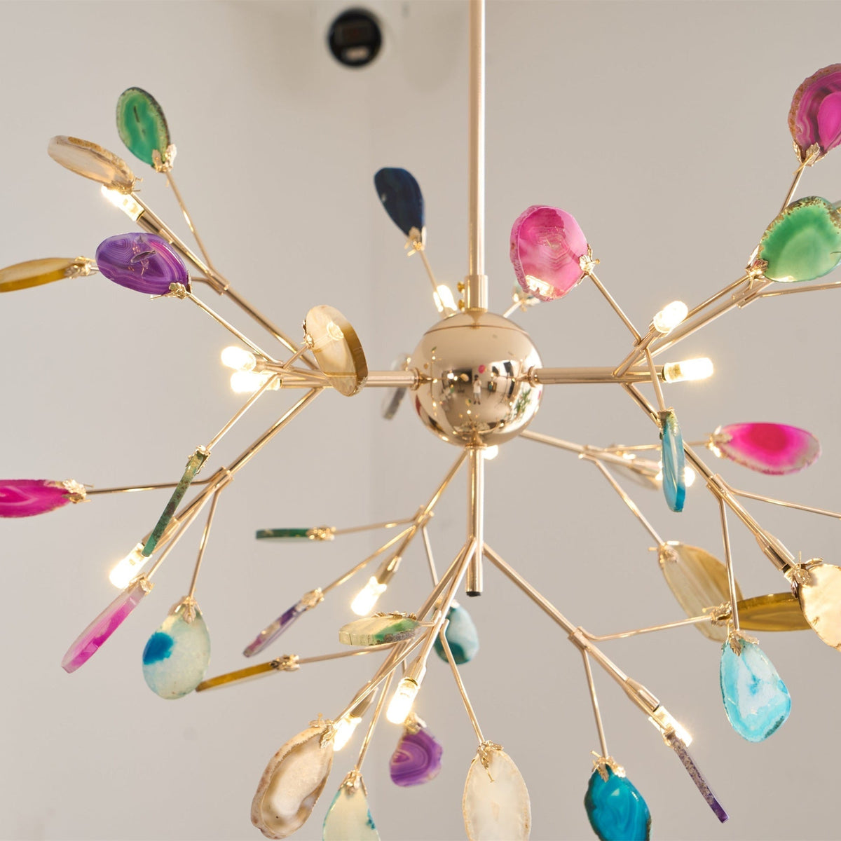 Ulenor Chandelier Colorful Leaf Gilded Arms