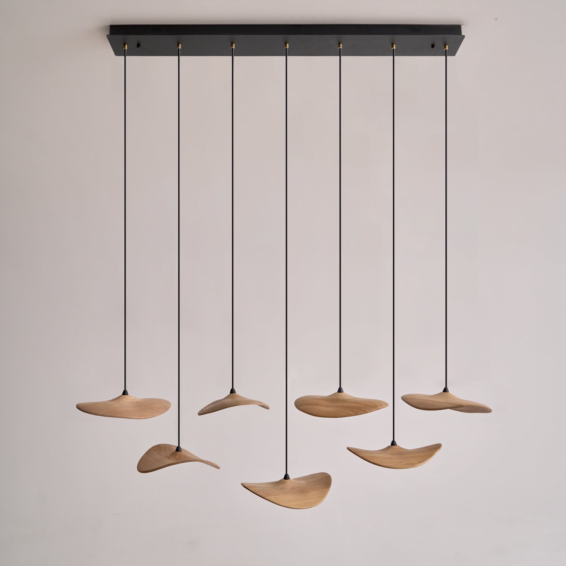 Abbott Modern Minimalist Empty Leaf Wood Chandelier