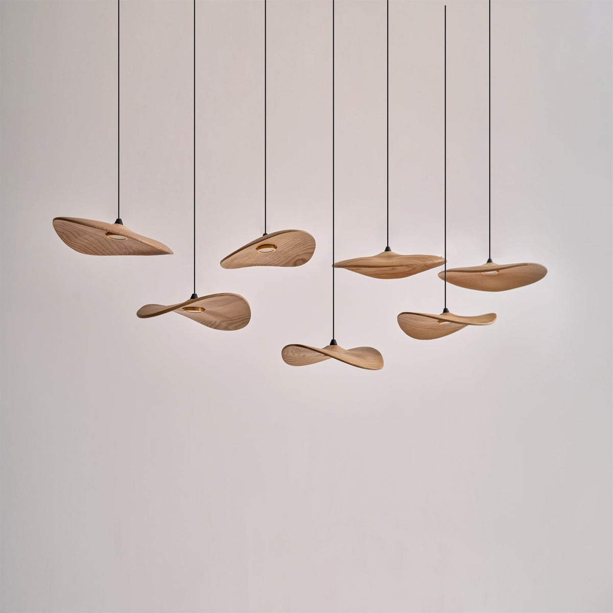 Abbott Modern Minimalist Empty Leaf Wood Chandelier