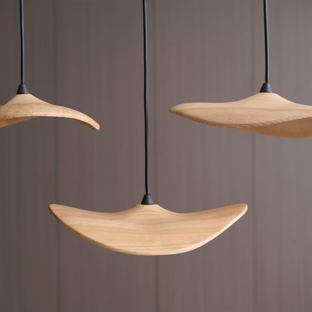 Abbott Modern Minimalist Empty Leaf Wood Chandelier