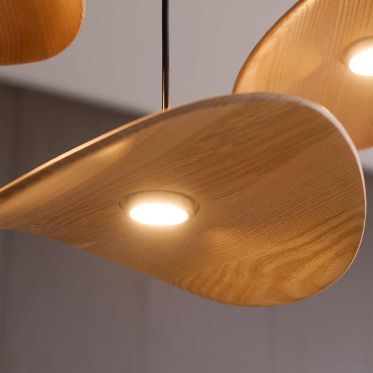 Abbott Modern Minimalist Empty Leaf Wood Chandelier