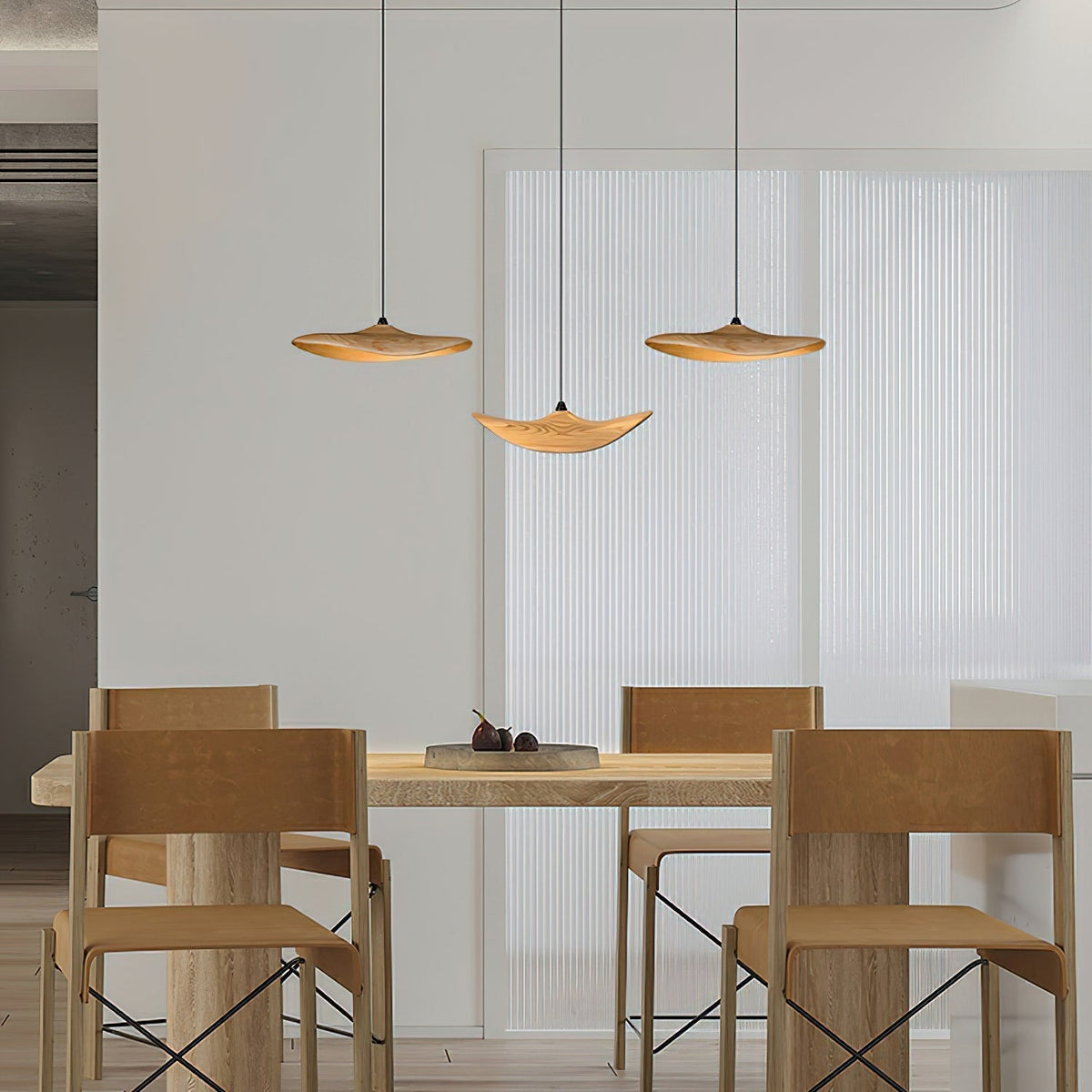 Abbott Modern Minimalist Empty Leaf Wood Chandelier