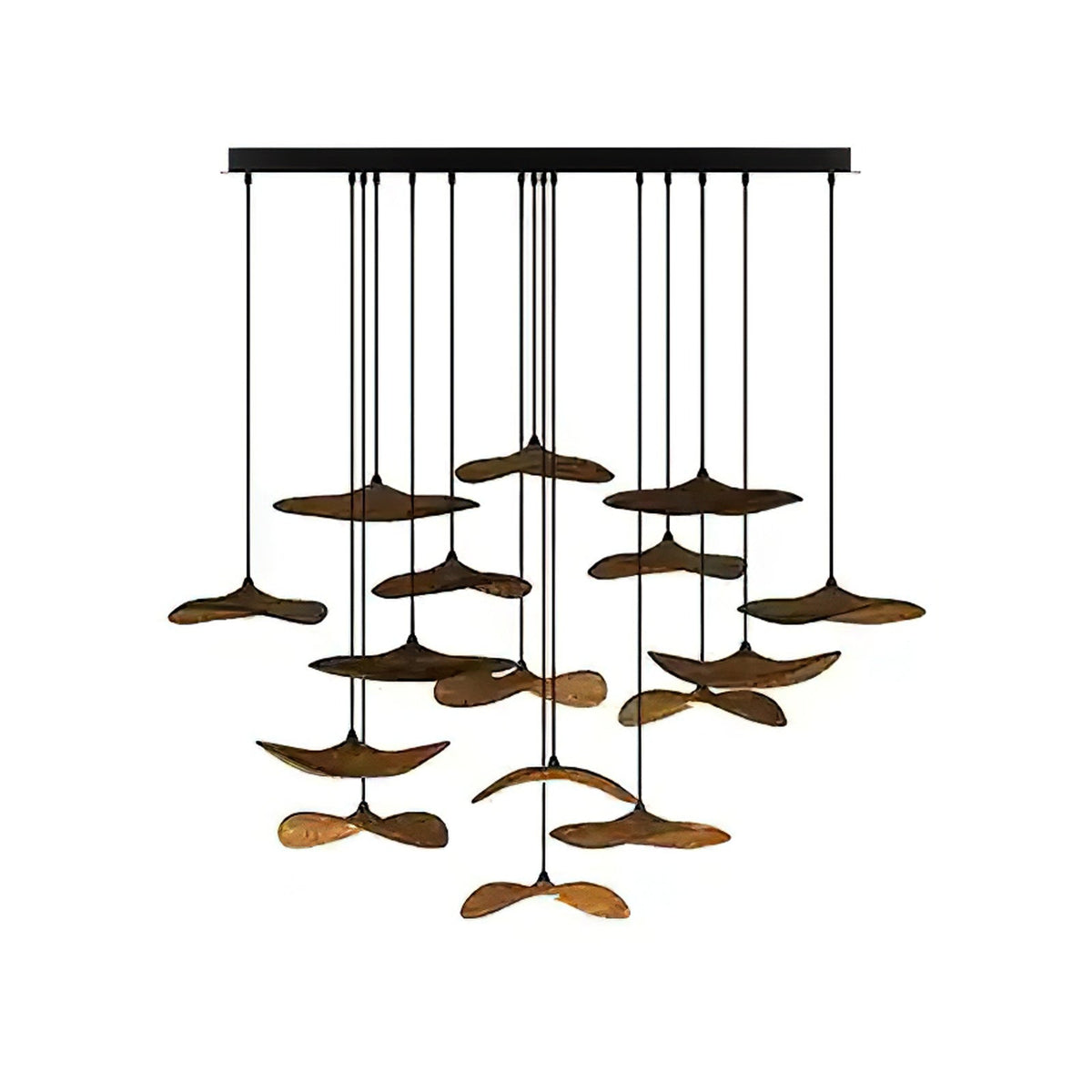 Abbott Modern Minimalist Empty Leaf Wood Chandelier