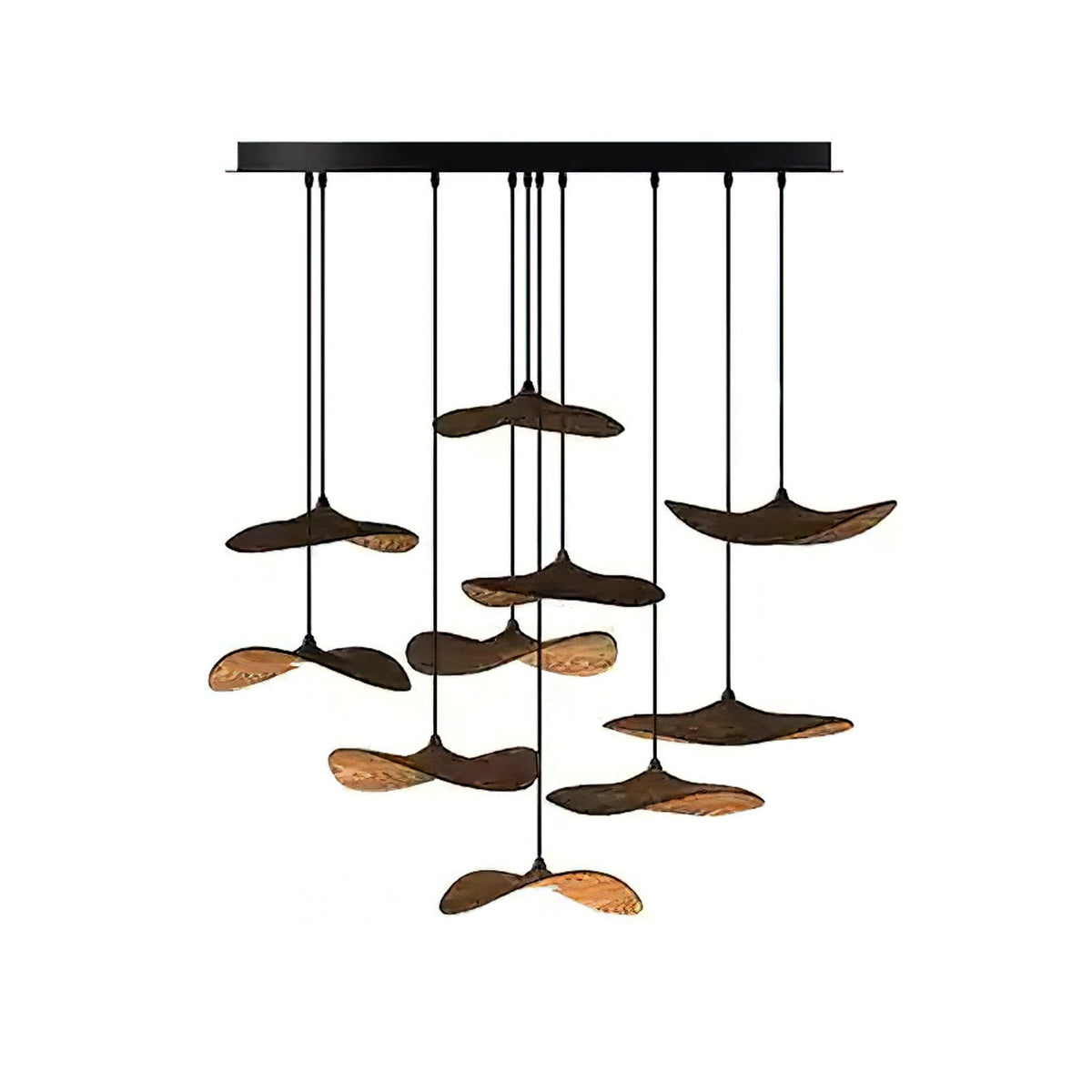Abbott Modern Minimalist Empty Leaf Wood Chandelier