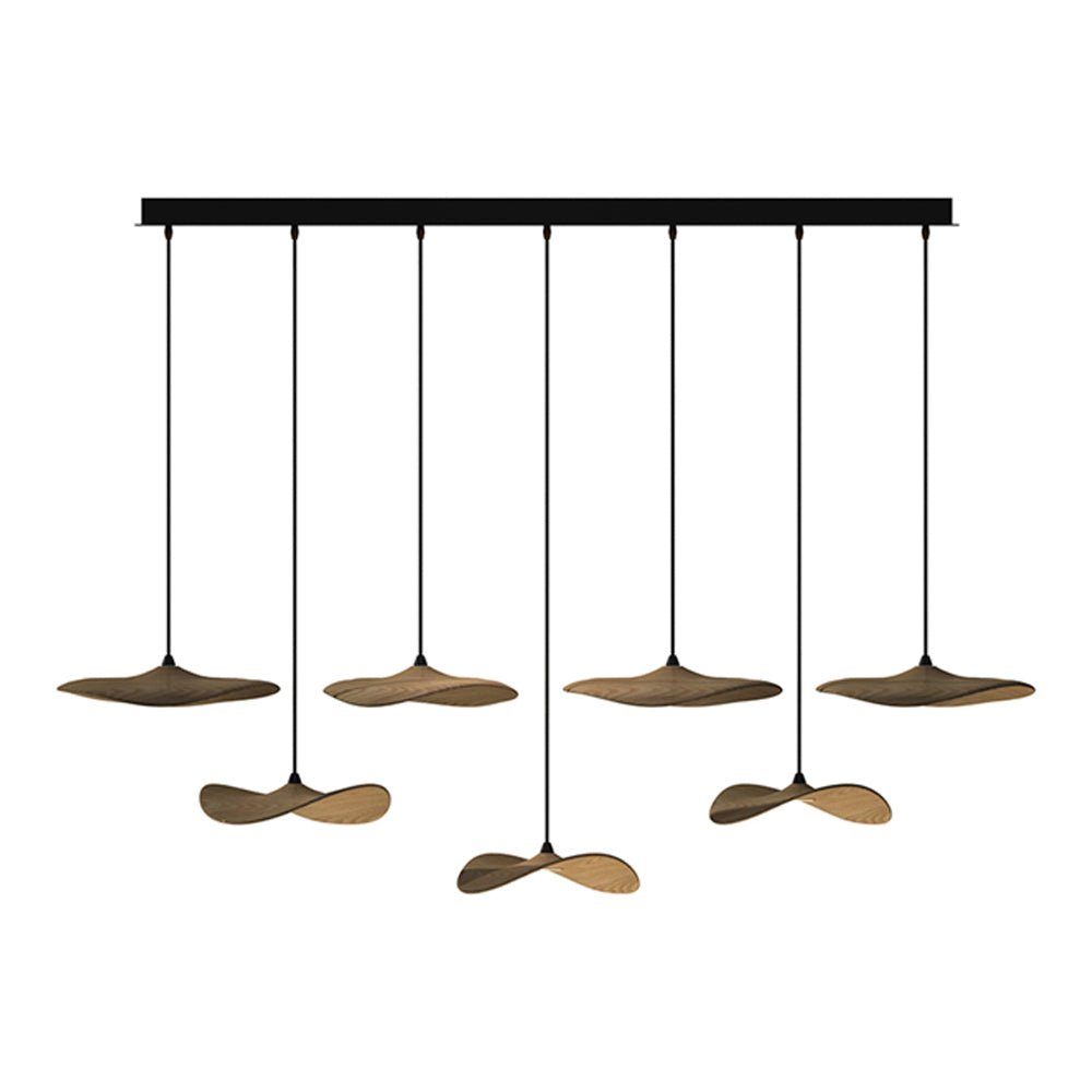 Abbott Modern Minimalist Empty Leaf Wood Chandelier
