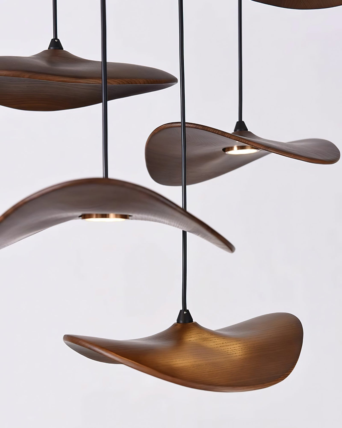 Abbott Modern Minimalist Empty Leaf Wood Chandelier