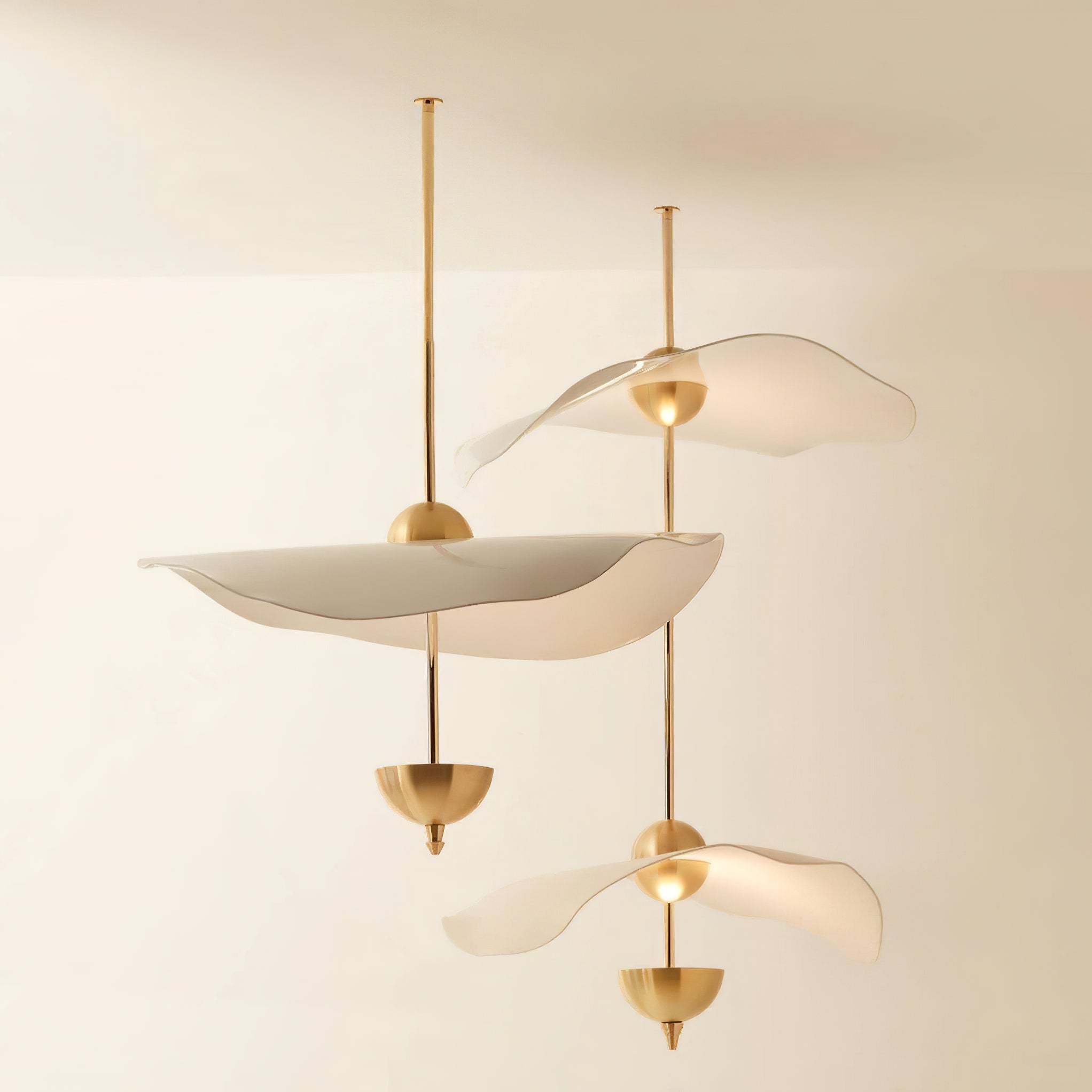 Lustra Pendant Light Double Biscuit for Living Room - Neutral Decor