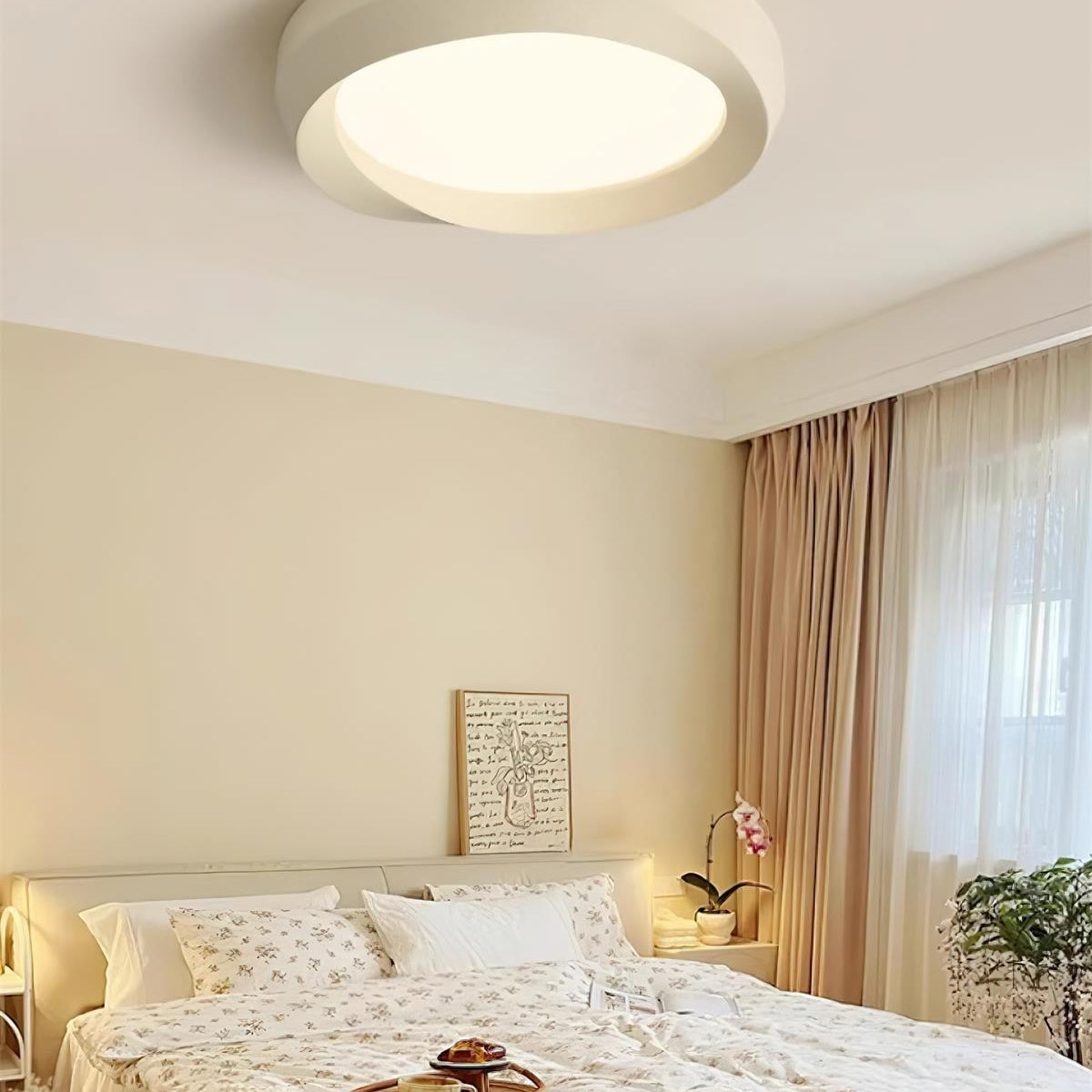 Ceiling Lamp Resin with Soft Curved Frame in Neutral Tones - Neutral Decor