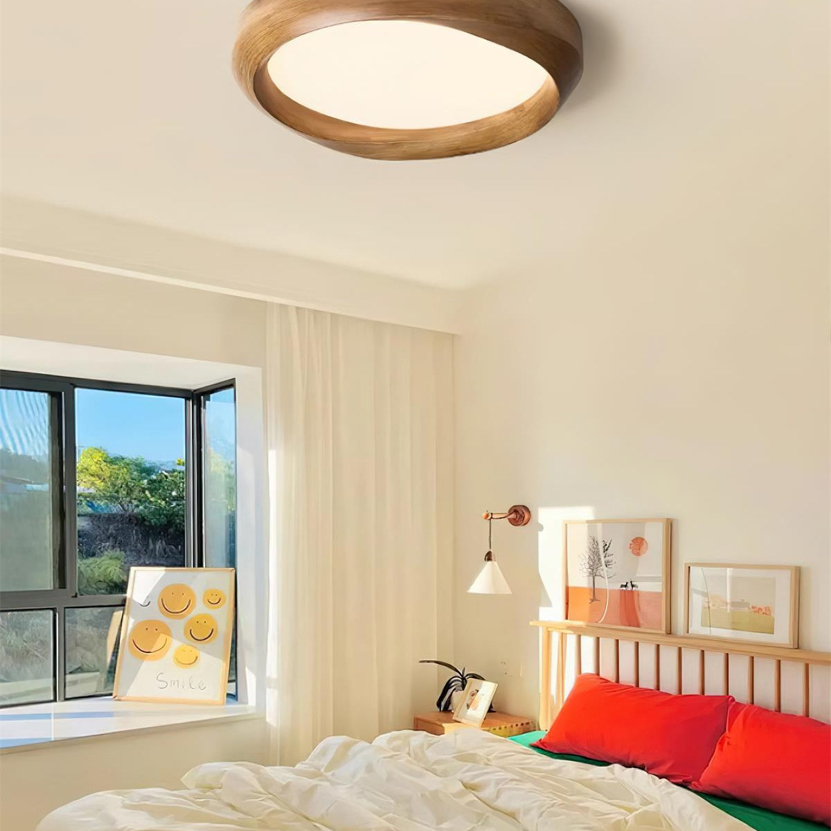 Ceiling Lamp Resin with Soft Curved Frame in Neutral Tones - Neutral Decor