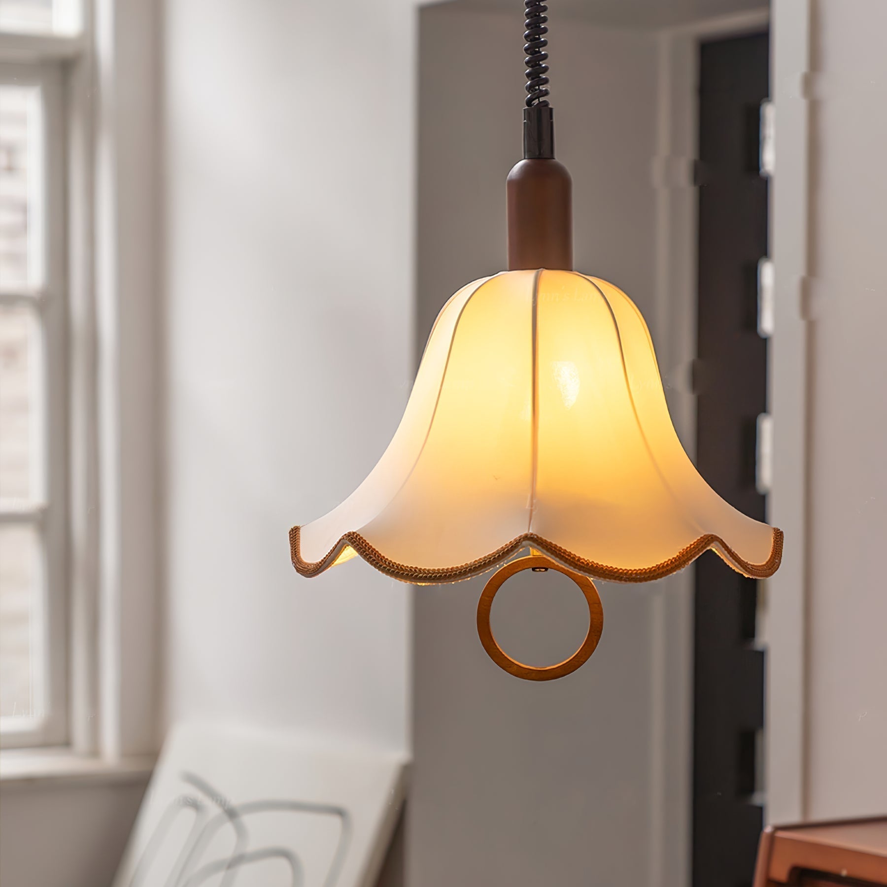 Eurvaryra Classic Elegance Fabric Wood Pendant Light