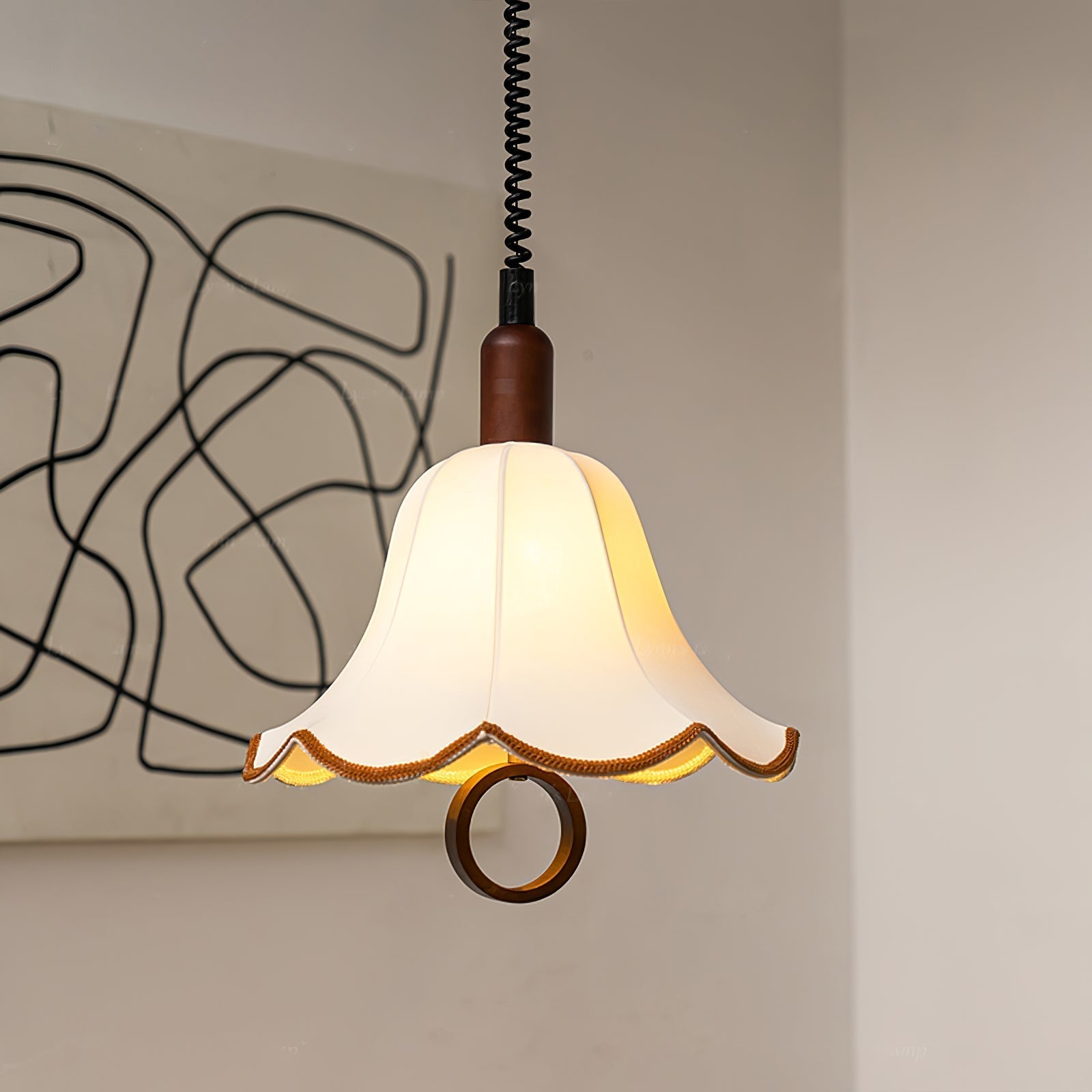 Eurvaryra Classic Elegance Fabric Wood Pendant Light