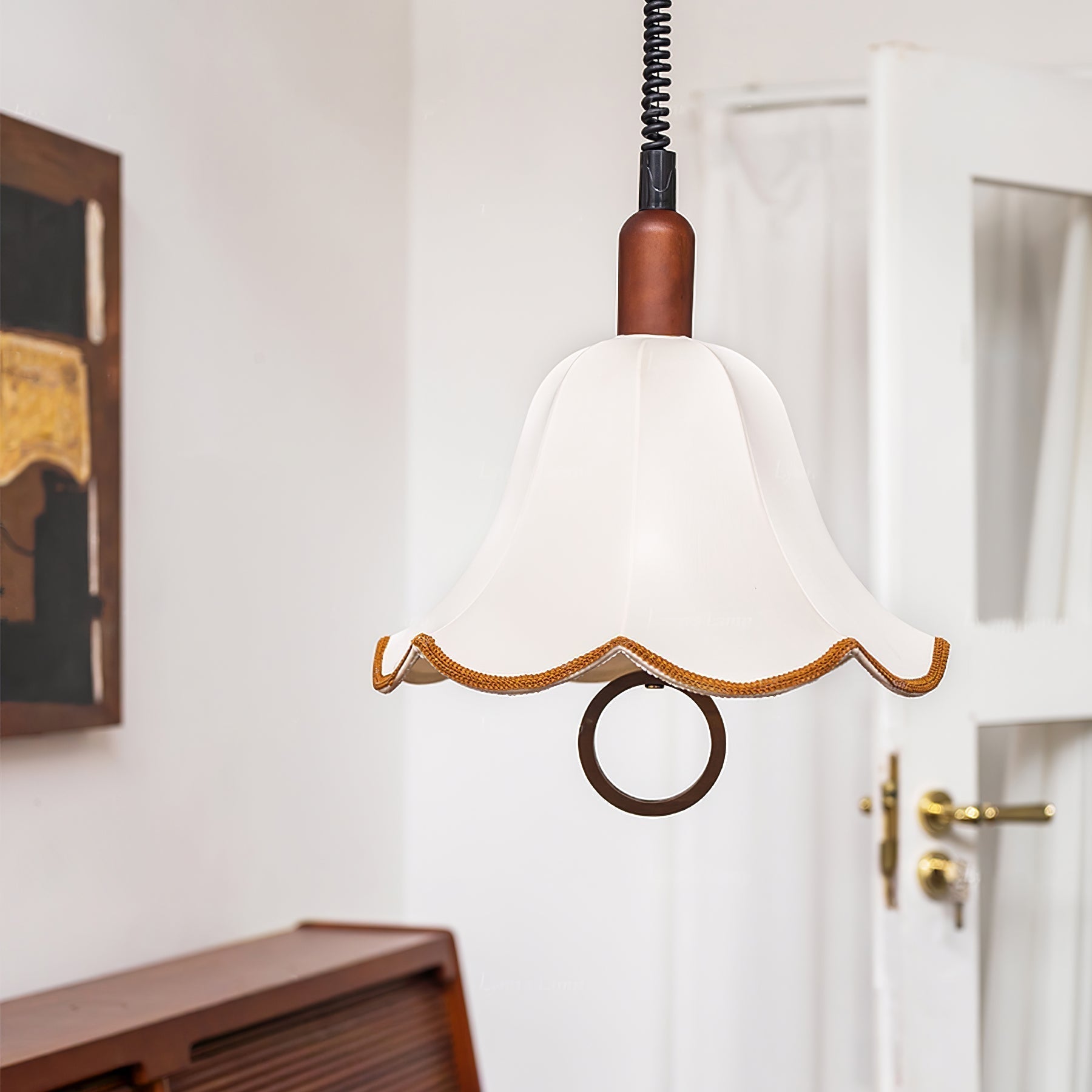 Eurvaryra Classic Elegance Fabric Wood Pendant Light