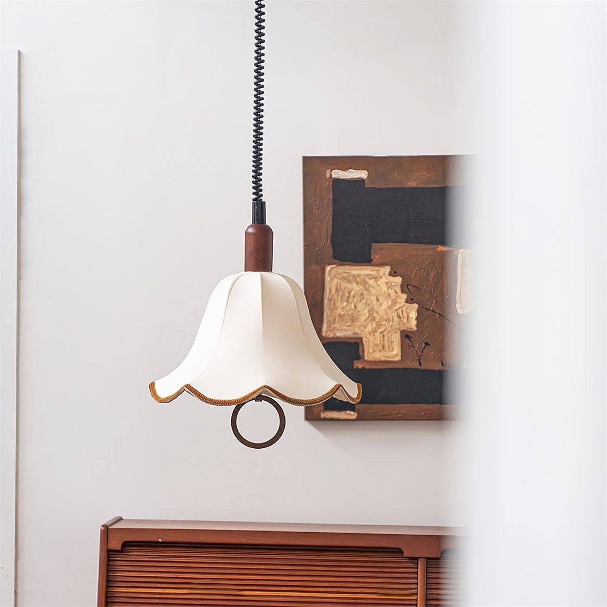 Eurvaryra Classic Elegance Fabric Wood Pendant Light