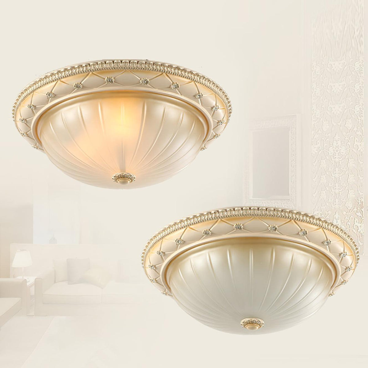 Cerlin Elegance Vintage Resin Glass Flush Ceiling Light
