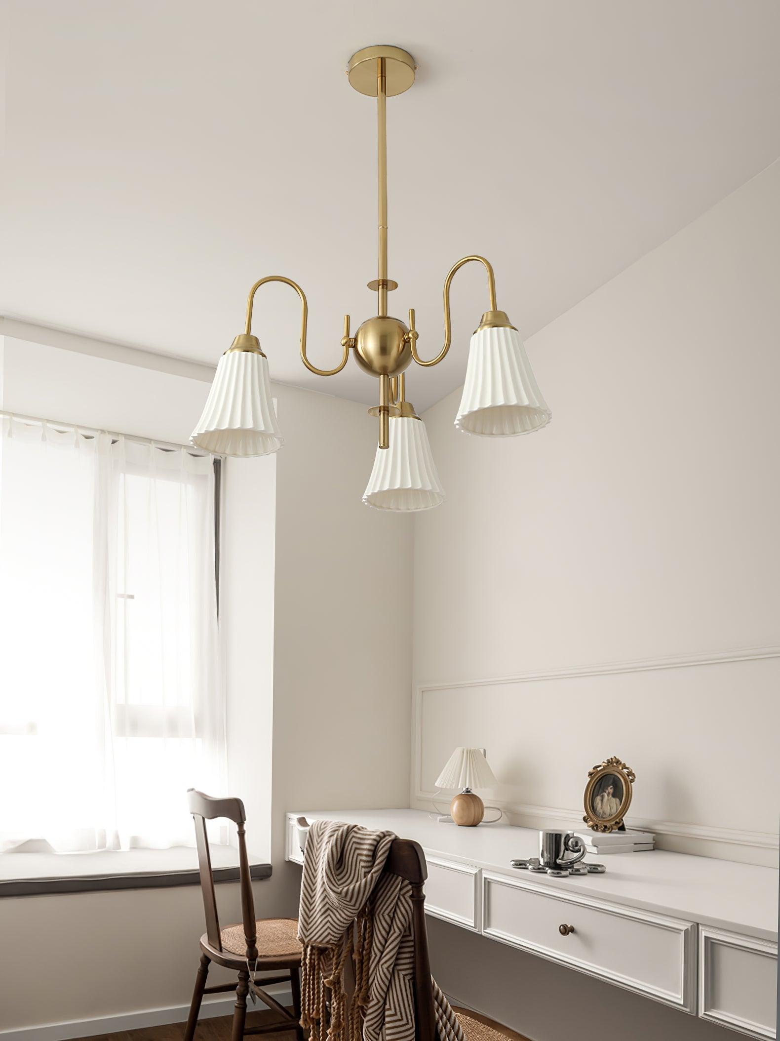 Mireine Chandelier Esther Ceramic Pleated Modern
