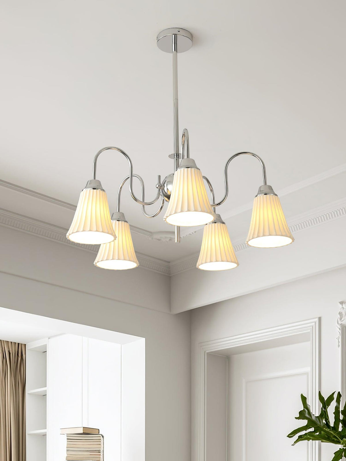 Mireine Chandelier Esther Ceramic Pleated Modern