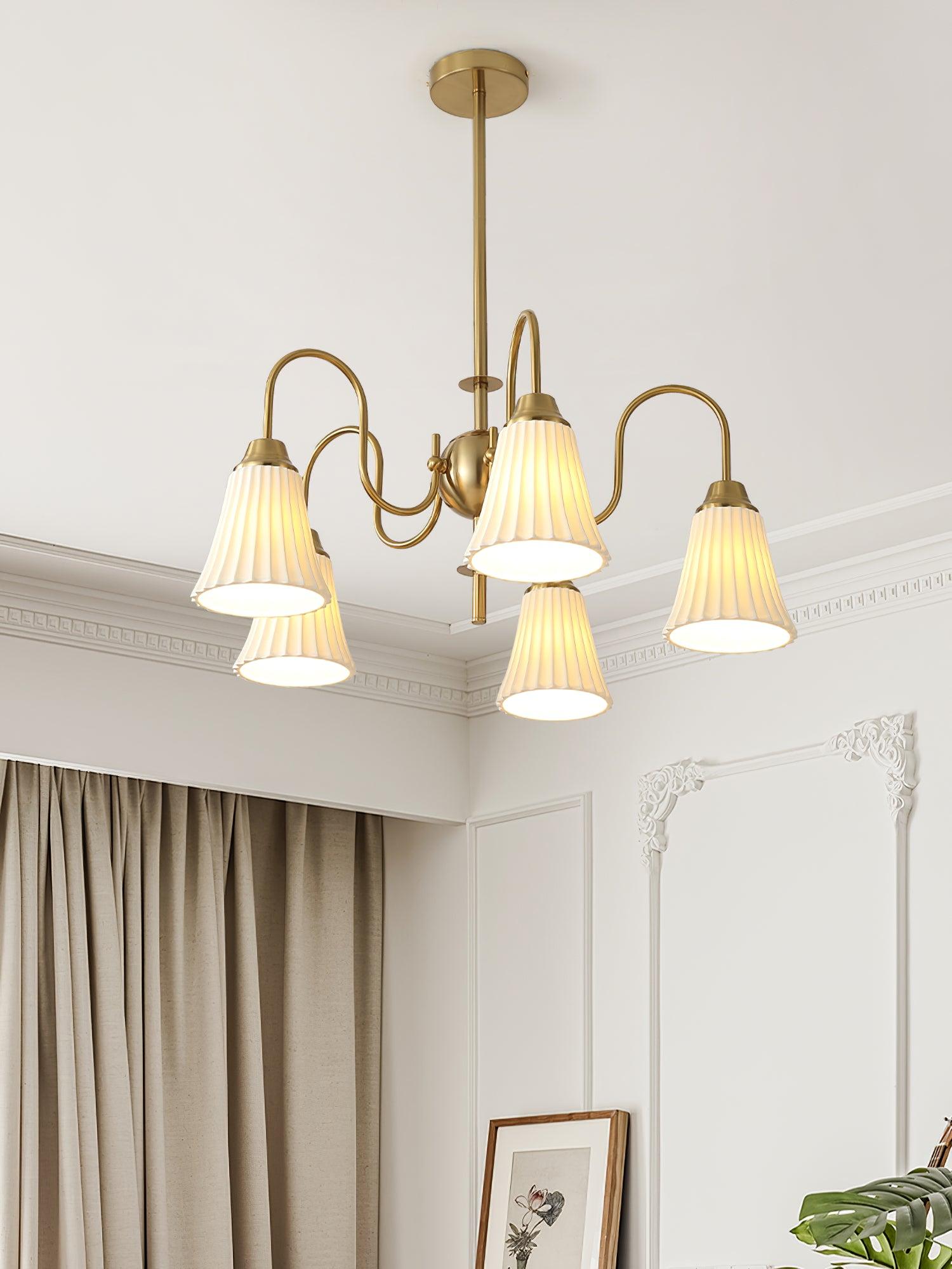 Mireine Chandelier Esther Ceramic Pleated Modern